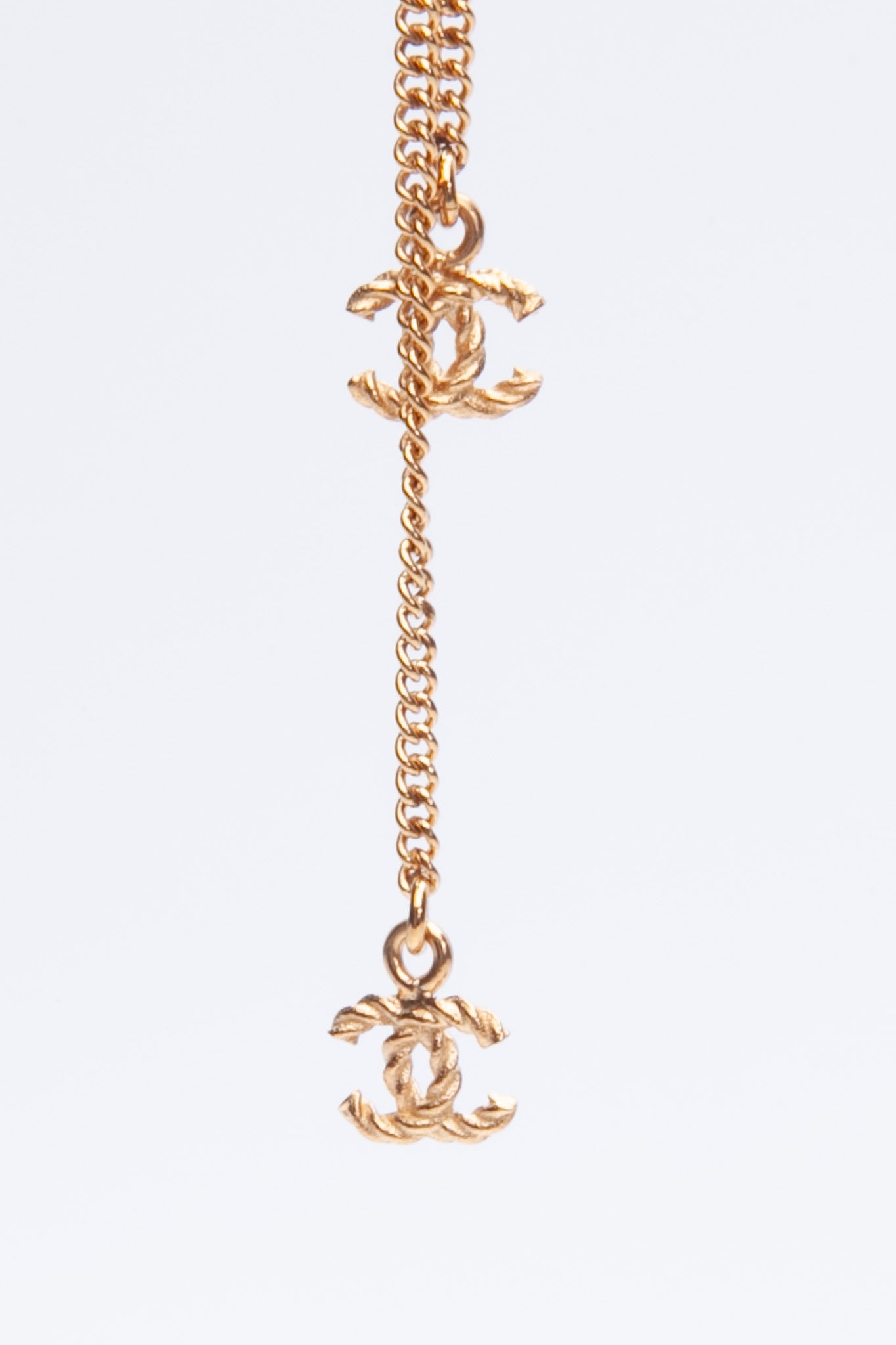 CHANEL Metal CC Necklace Gold Tone