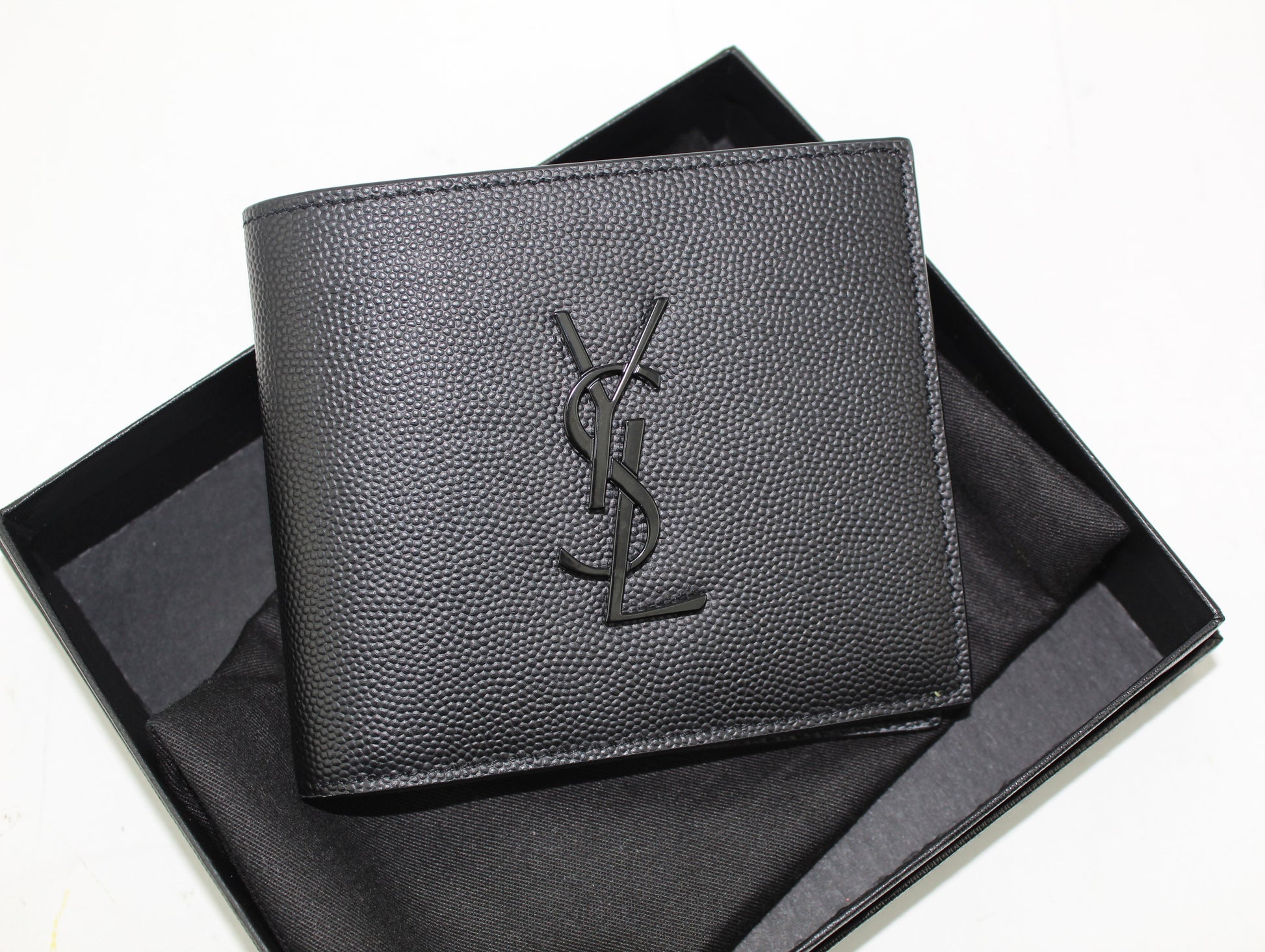 SAINT LAURENT MEN'S YSL MONOGRAM LEATHER WALLET