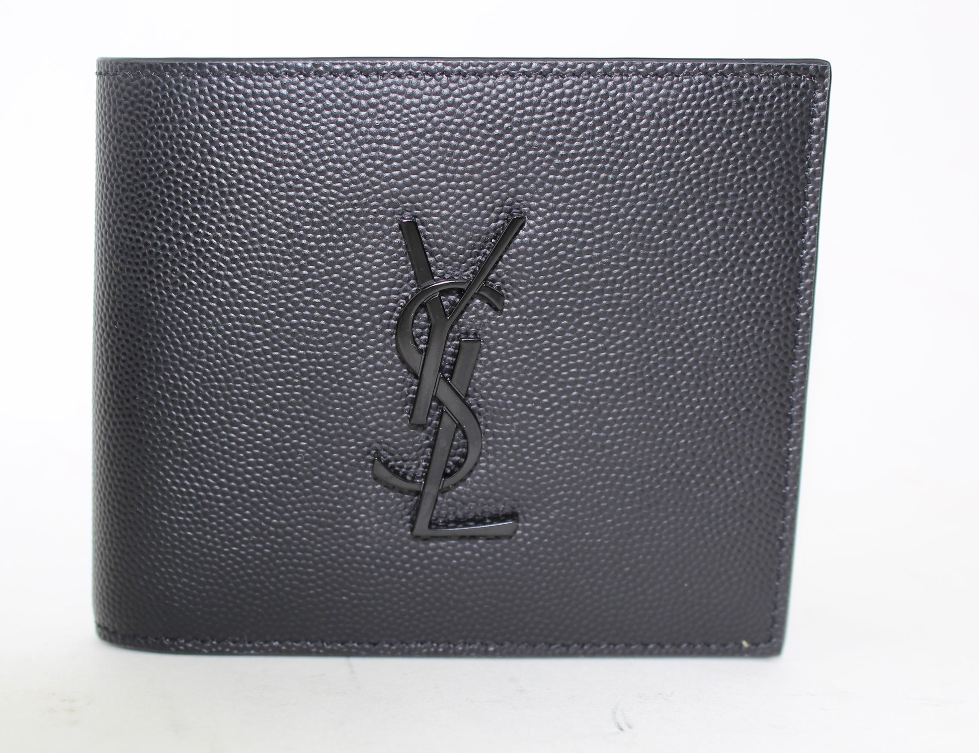 SAINT LAURENT MEN'S YSL MONOGRAM LEATHER WALLET