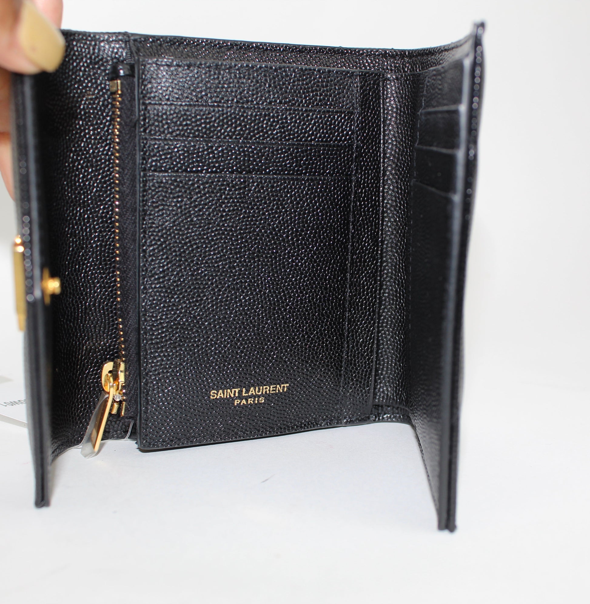 SAINT LAURENT V FLAP MONOGRAM WALLET