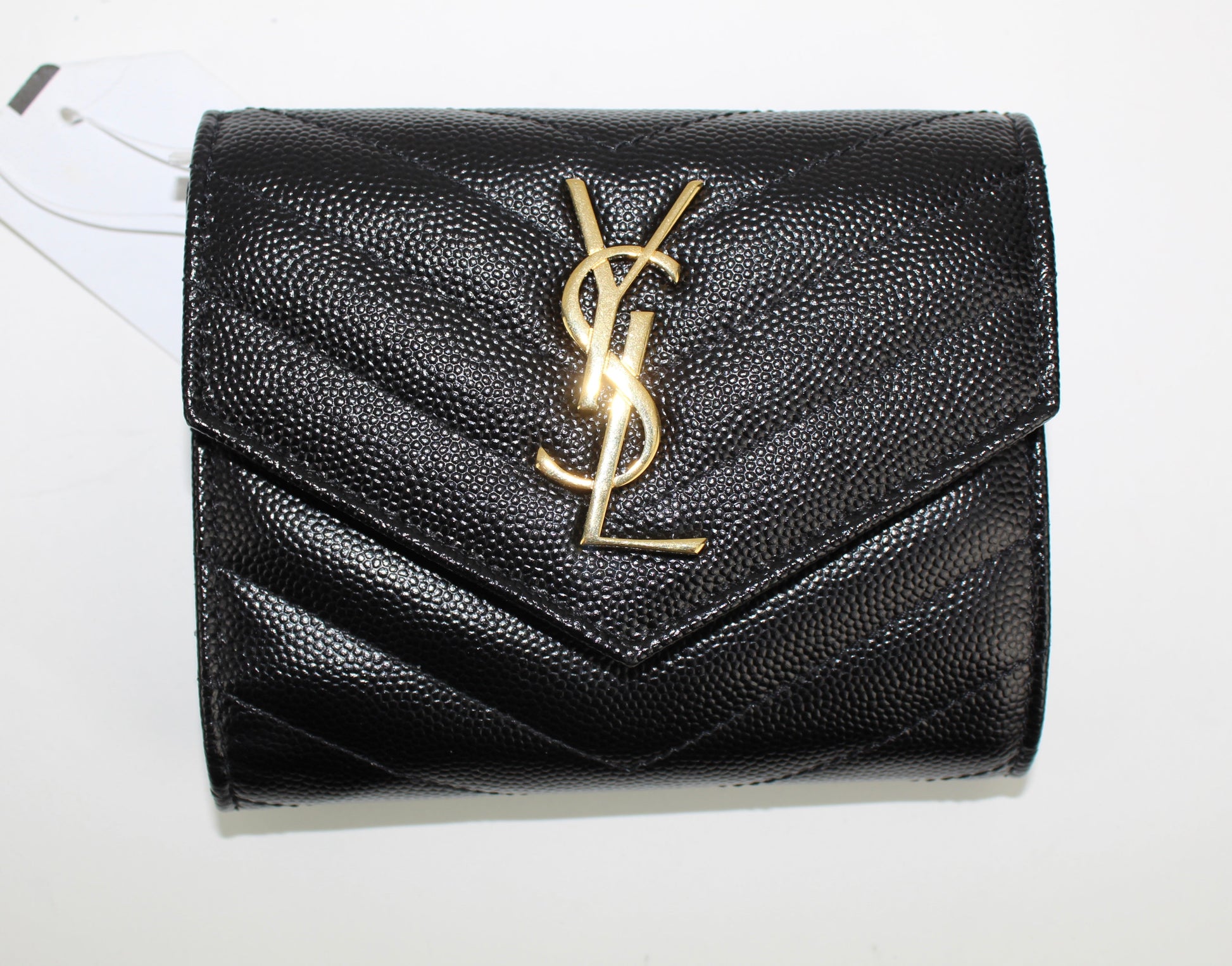 SAINT LAURENT V FLAP MONOGRAM WALLET