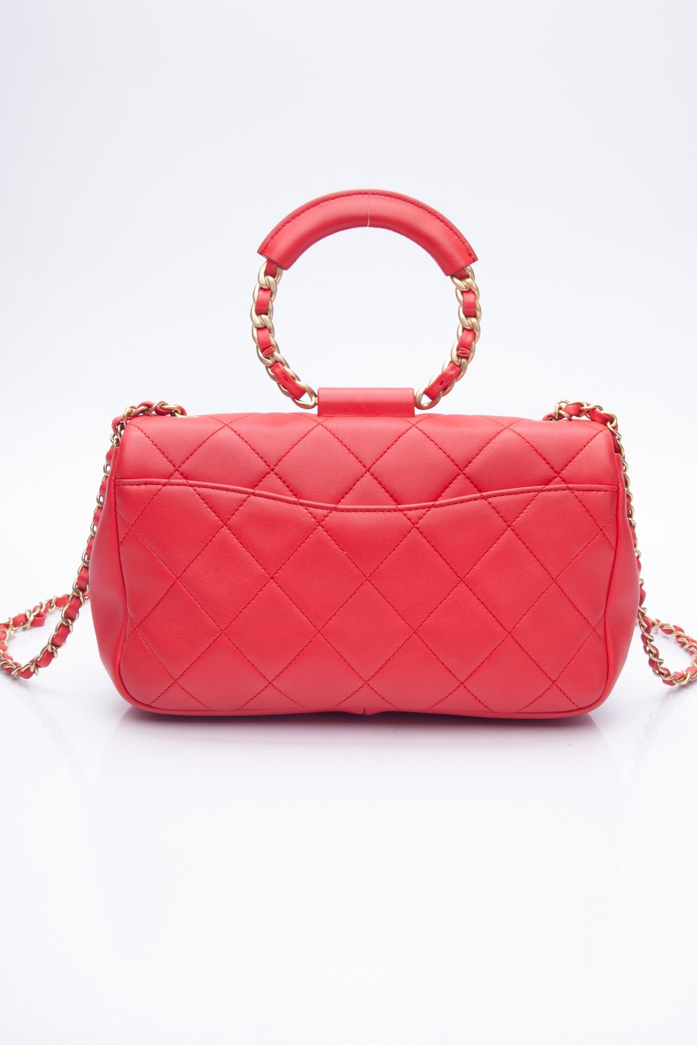 CHANEL Medium in The Loop Red Quilted Lambskin Leather Flap Bag