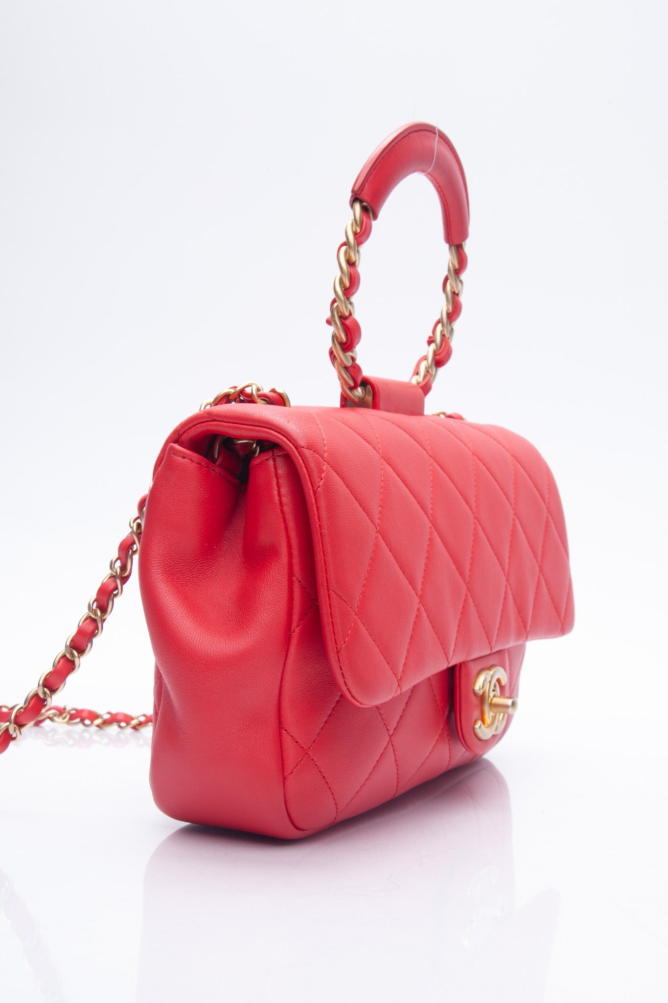 CHANEL Medium in The Loop Red Quilted Lambskin Leather Flap Bag