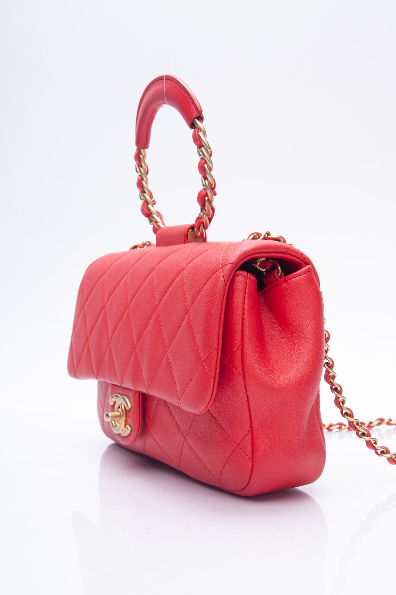CHANEL Medium in The Loop Red Quilted Lambskin Leather Flap Bag