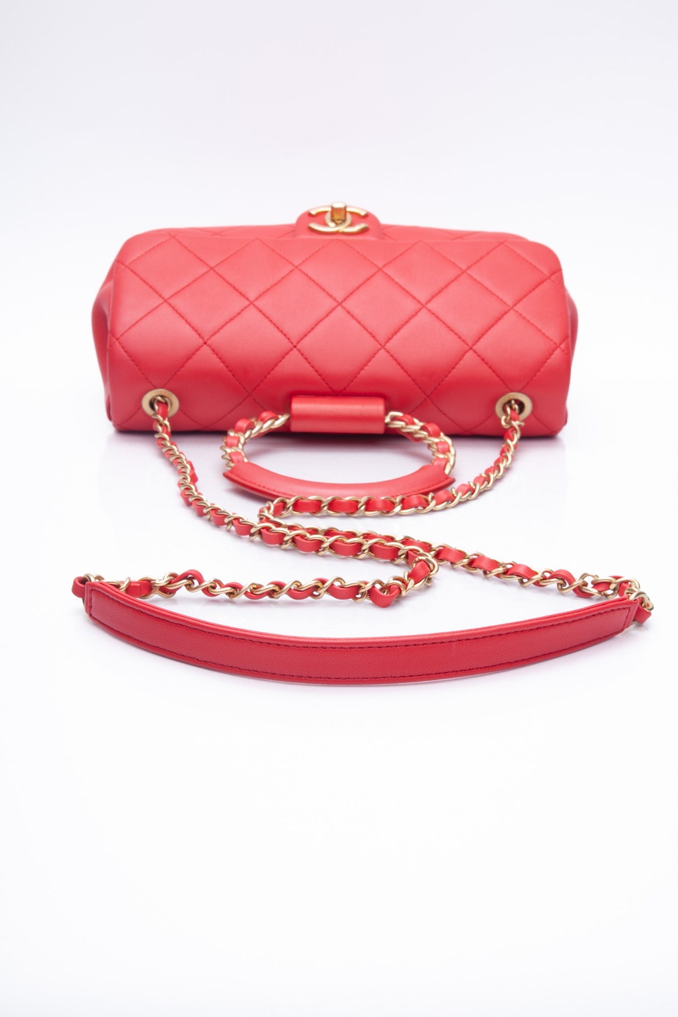 CHANEL Medium in The Loop Red Quilted Lambskin Leather Flap Bag