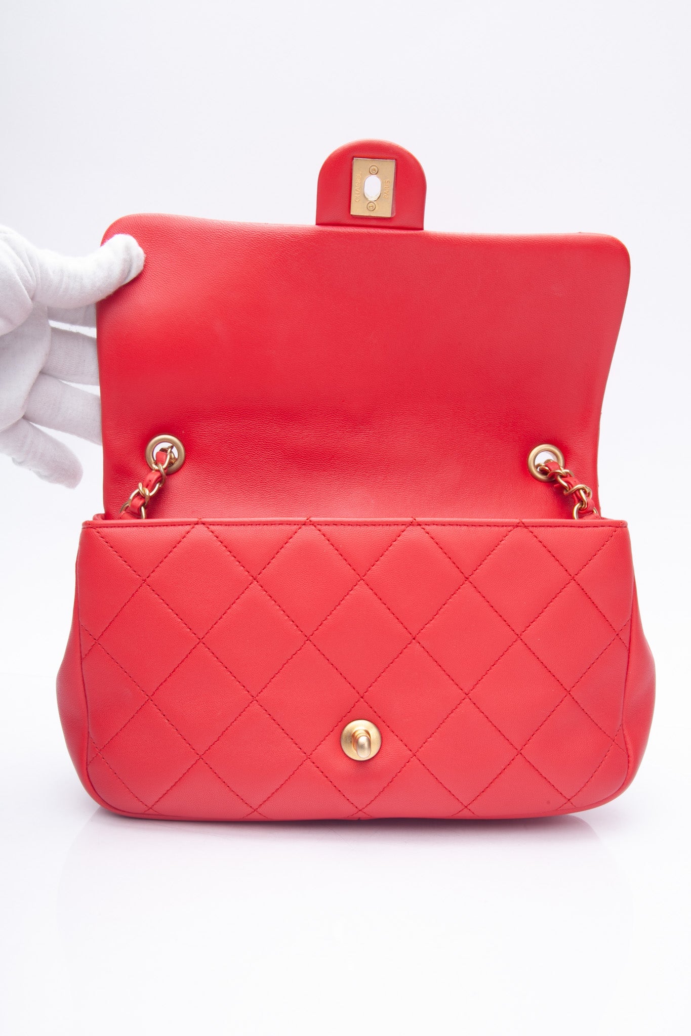 CHANEL Medium in The Loop Red Quilted Lambskin Leather Flap Bag