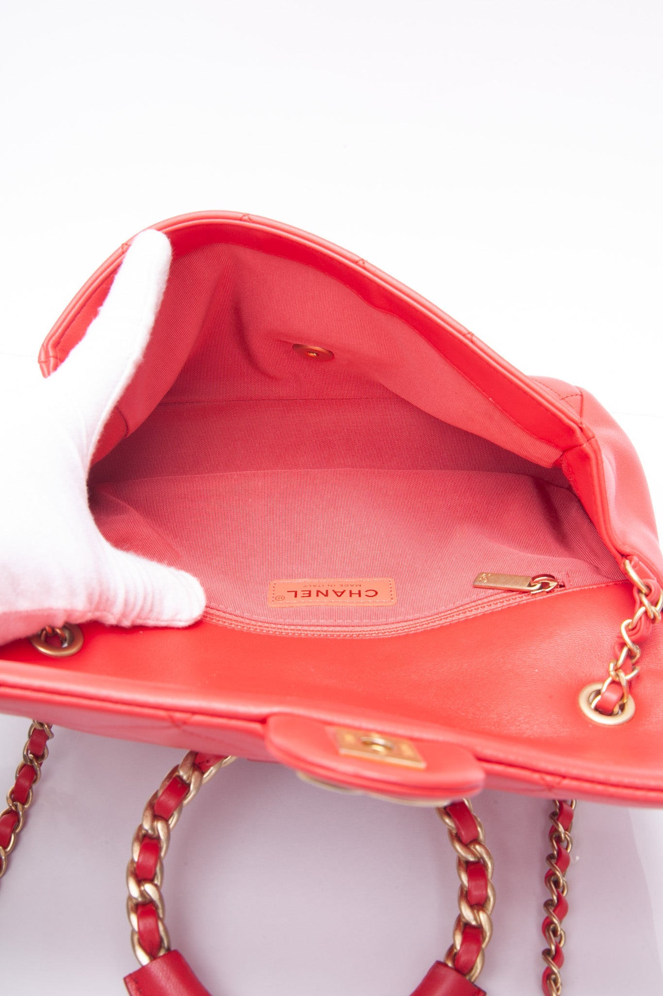 CHANEL Medium in The Loop Red Quilted Lambskin Leather Flap Bag