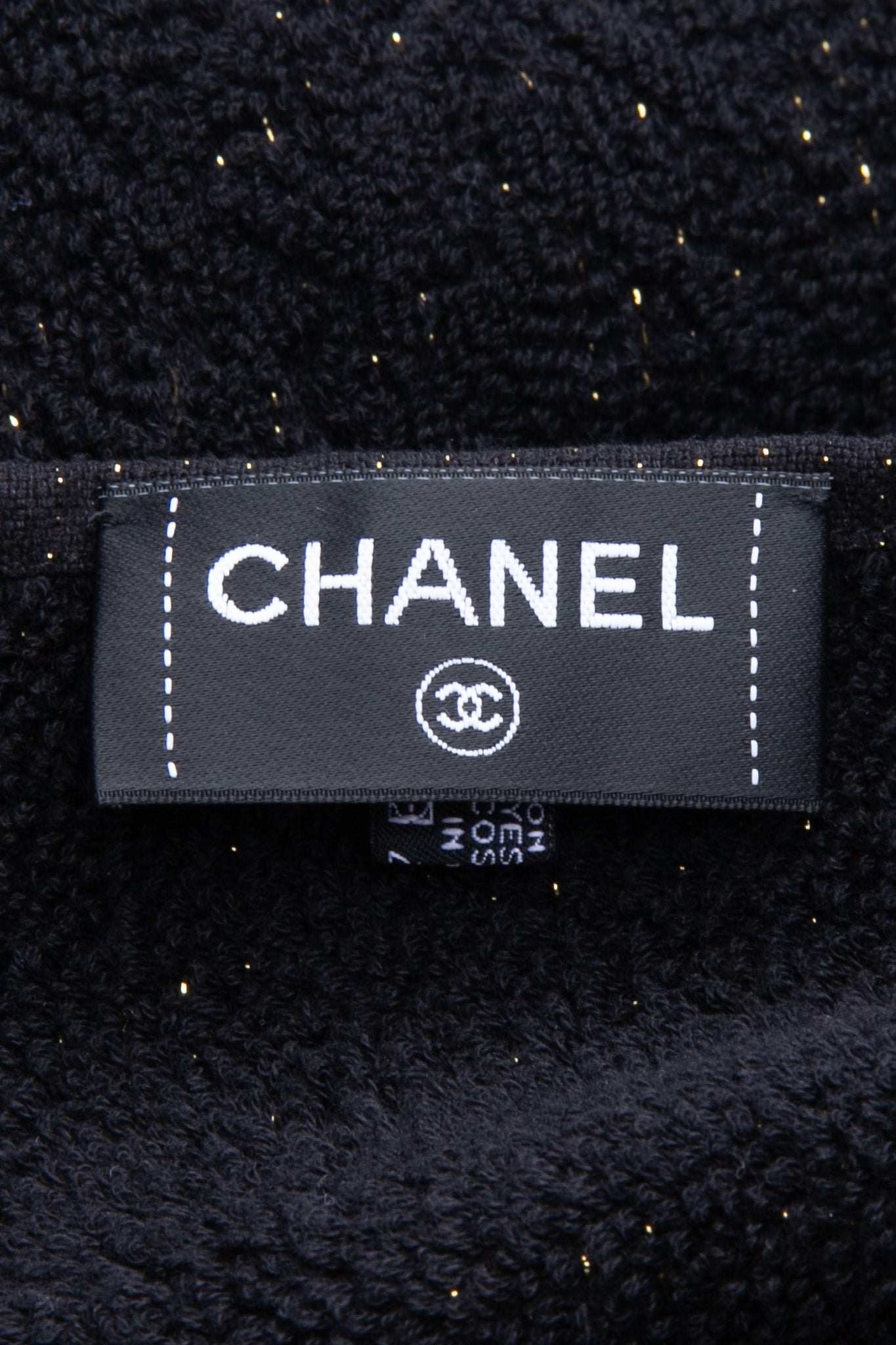 CHANEL CC Logo Black Beach Towel