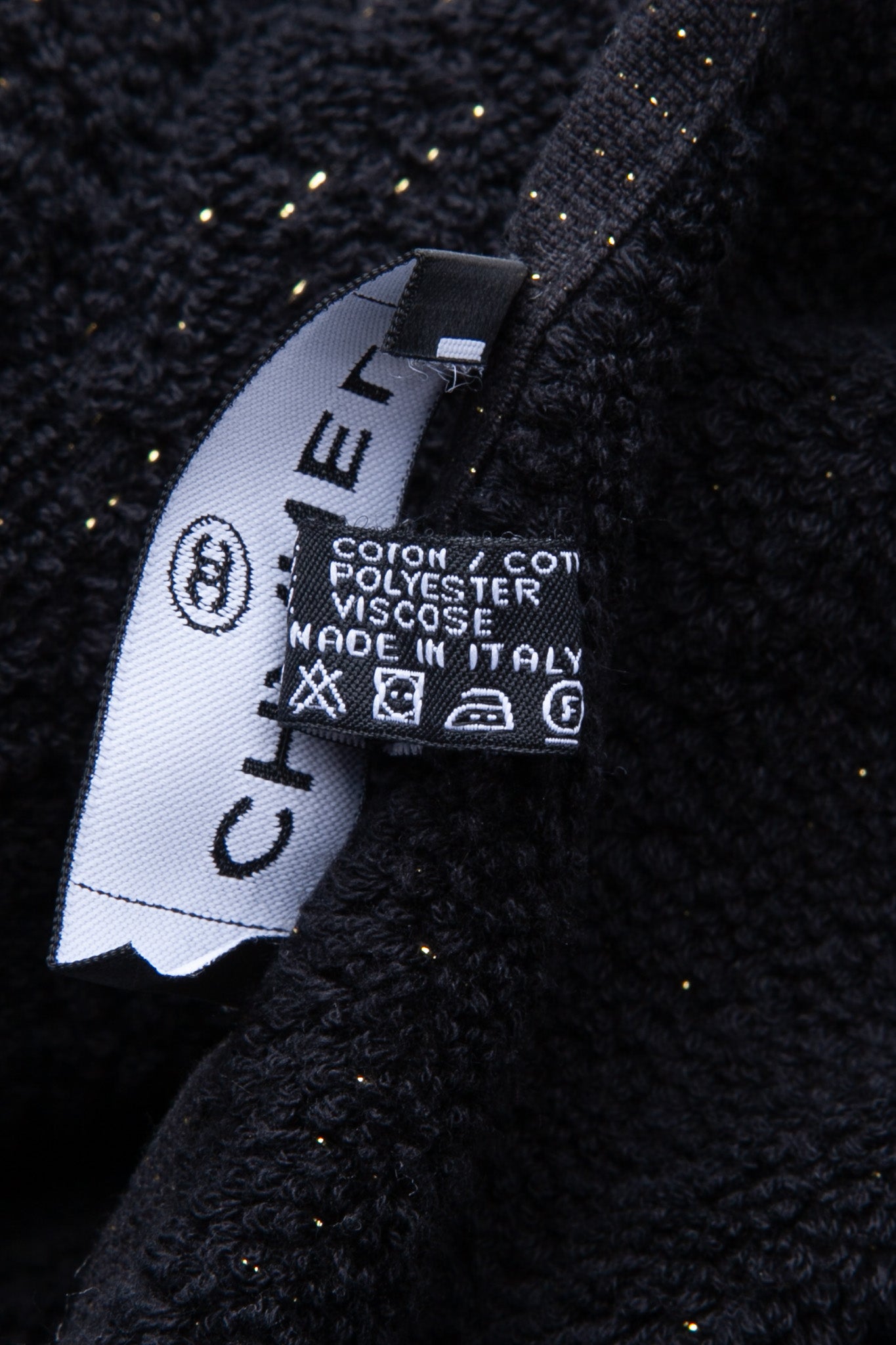 CHANEL CC Logo Black Beach Towel