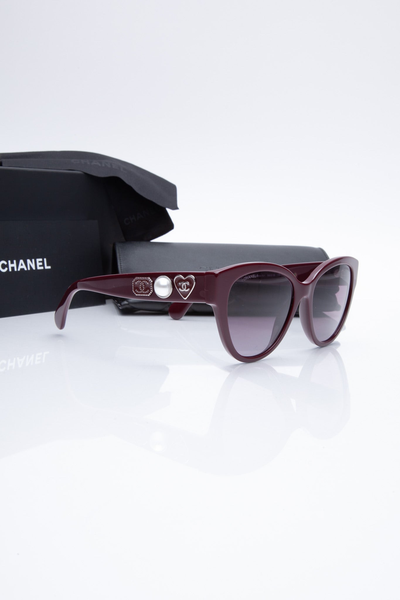 CHANEL Burgundy Acetate Butterfly Classics Sunglasses