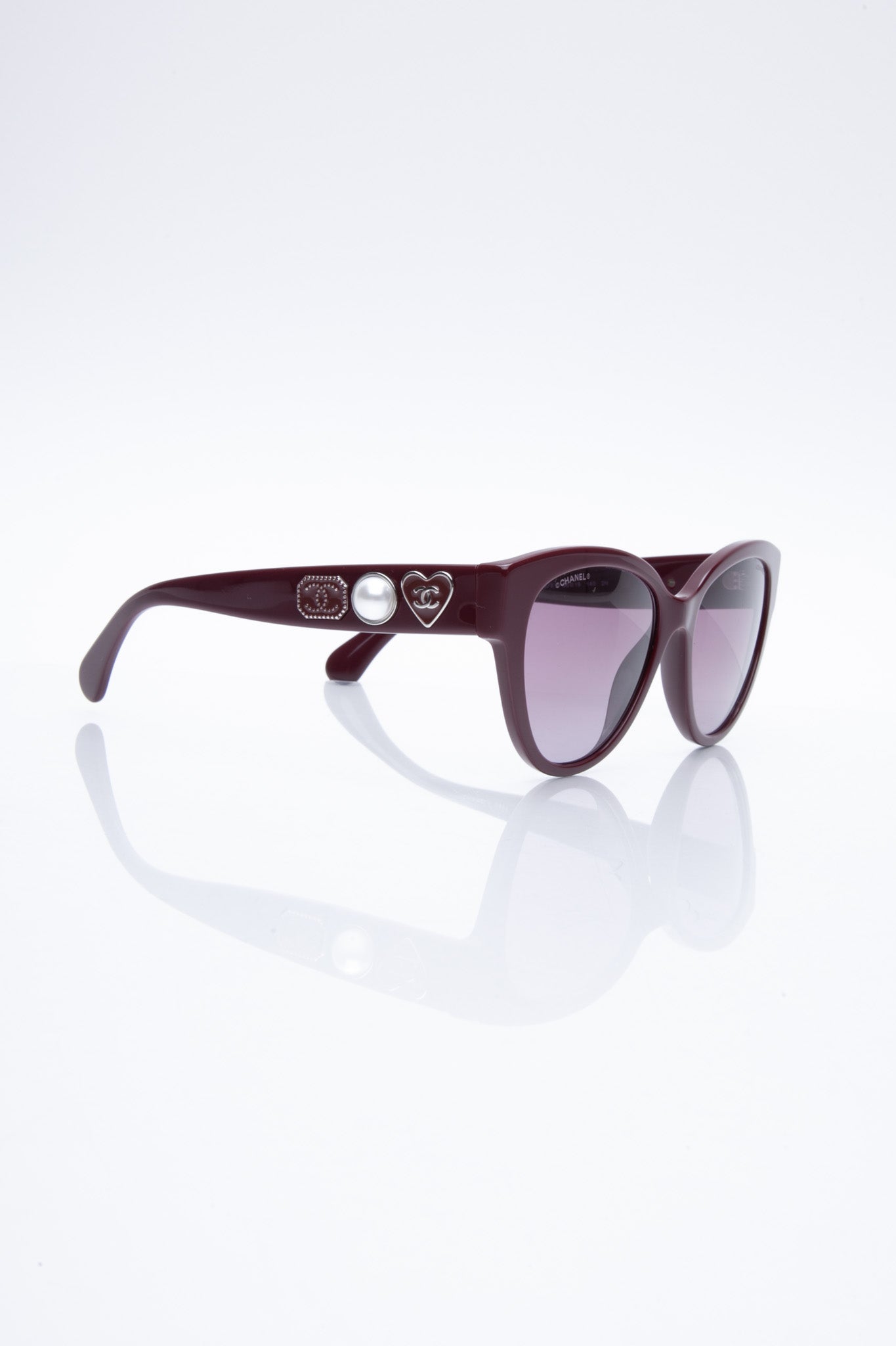 CHANEL Burgundy Acetate Butterfly Classics Sunglasses