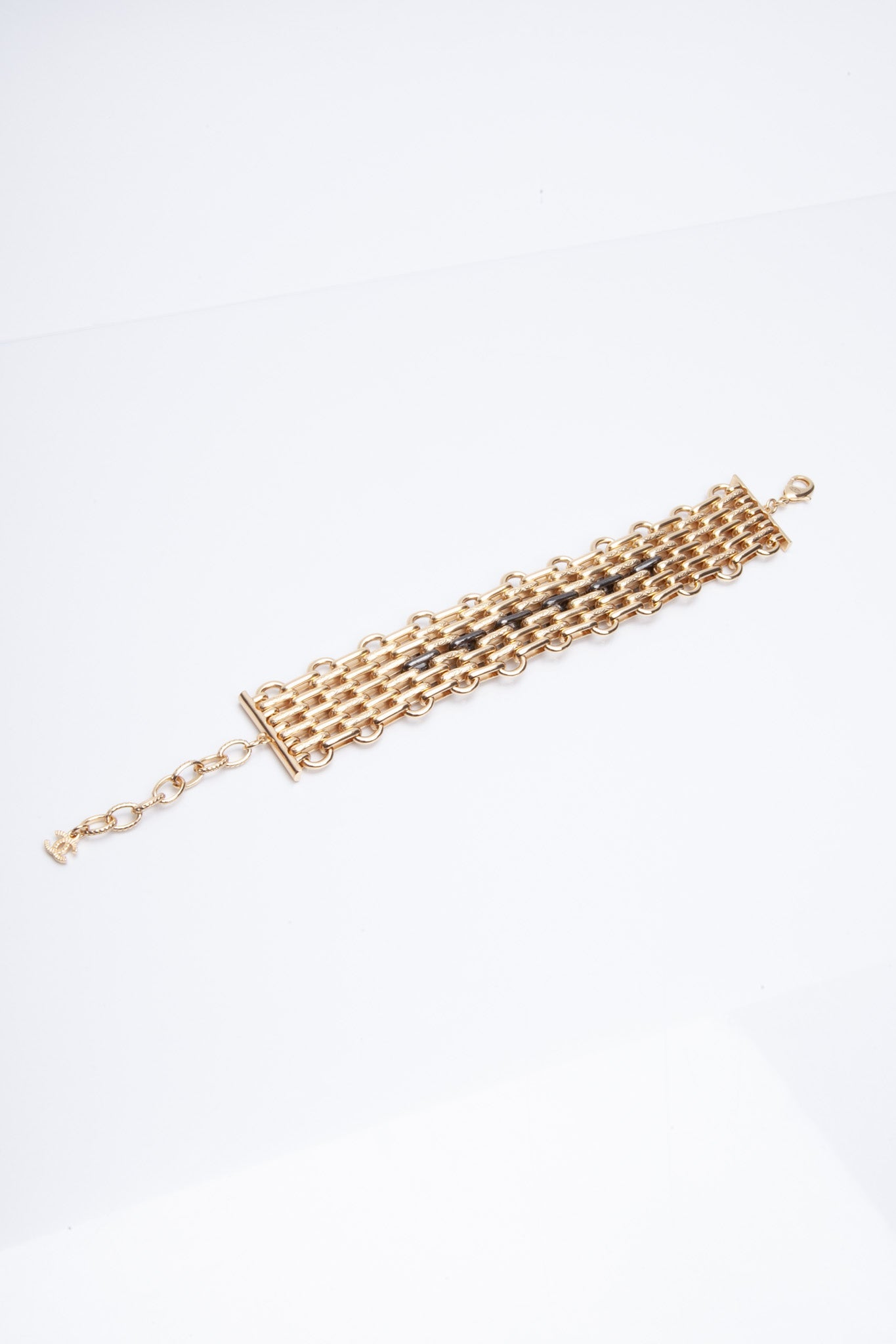CHANEL Gold Silver Crystal Bracelet