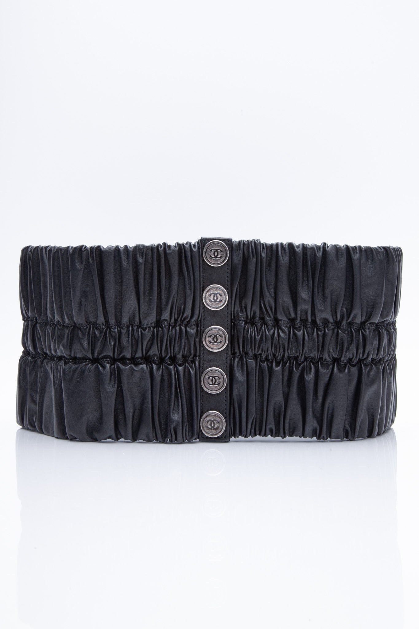 Chanel Wide Corset Black Lambskin Leather Belt Limited Edition Size 70