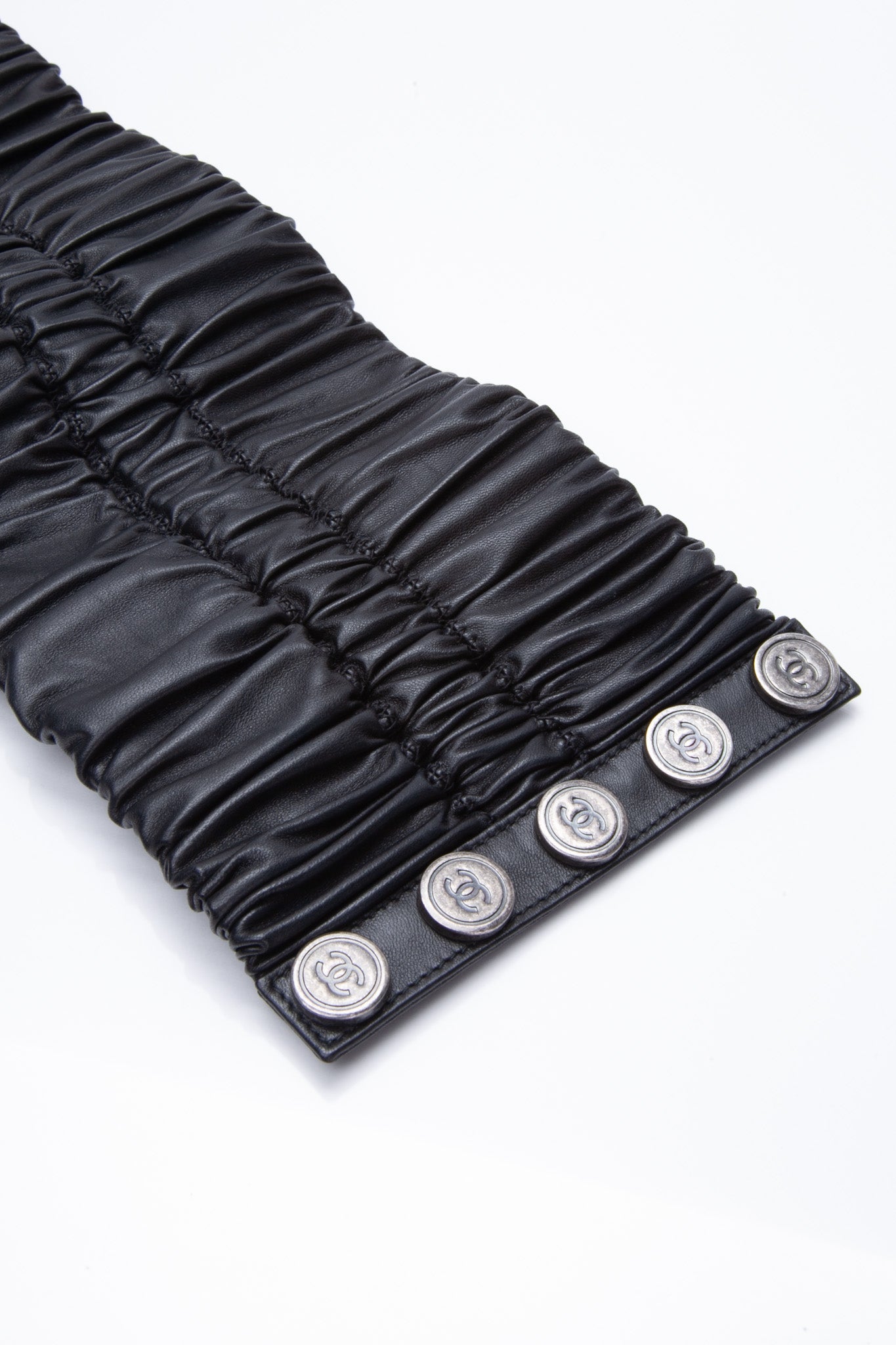 Chanel Wide Corset Black Lambskin Leather Belt Limited Edition Size 70