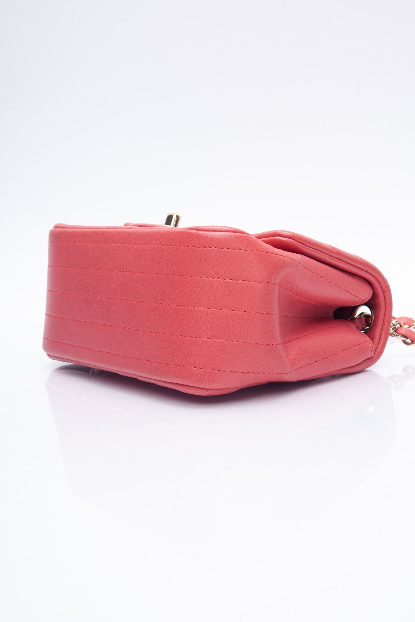 CHANEL Chevron Pink Lambskin Square Mini Flap Bag