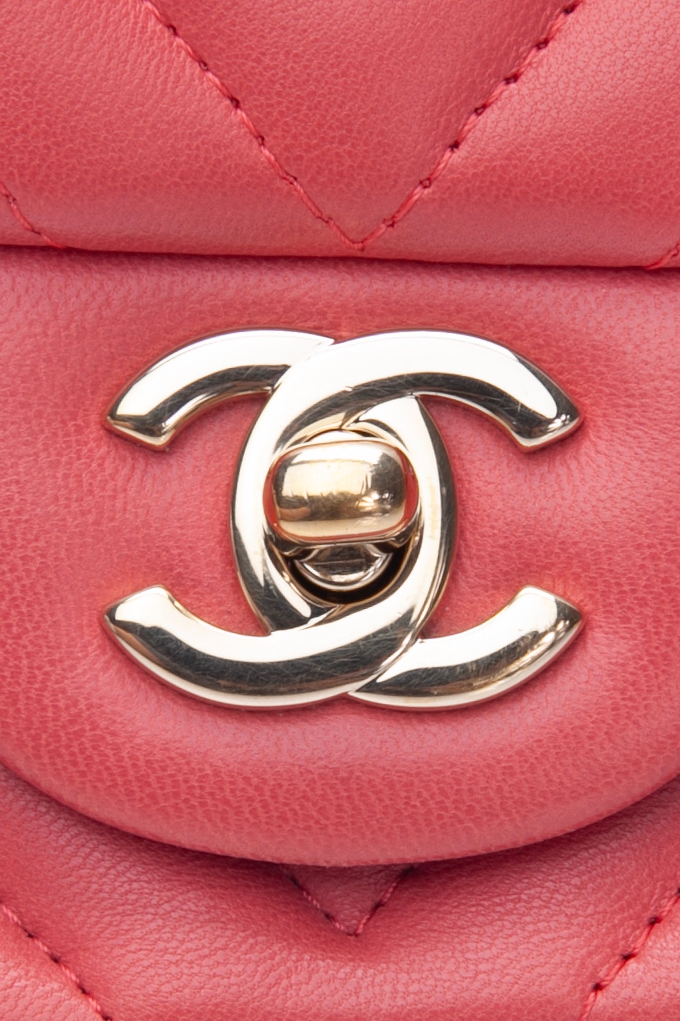 CHANEL Chevron Pink Lambskin Square Mini Flap Bag
