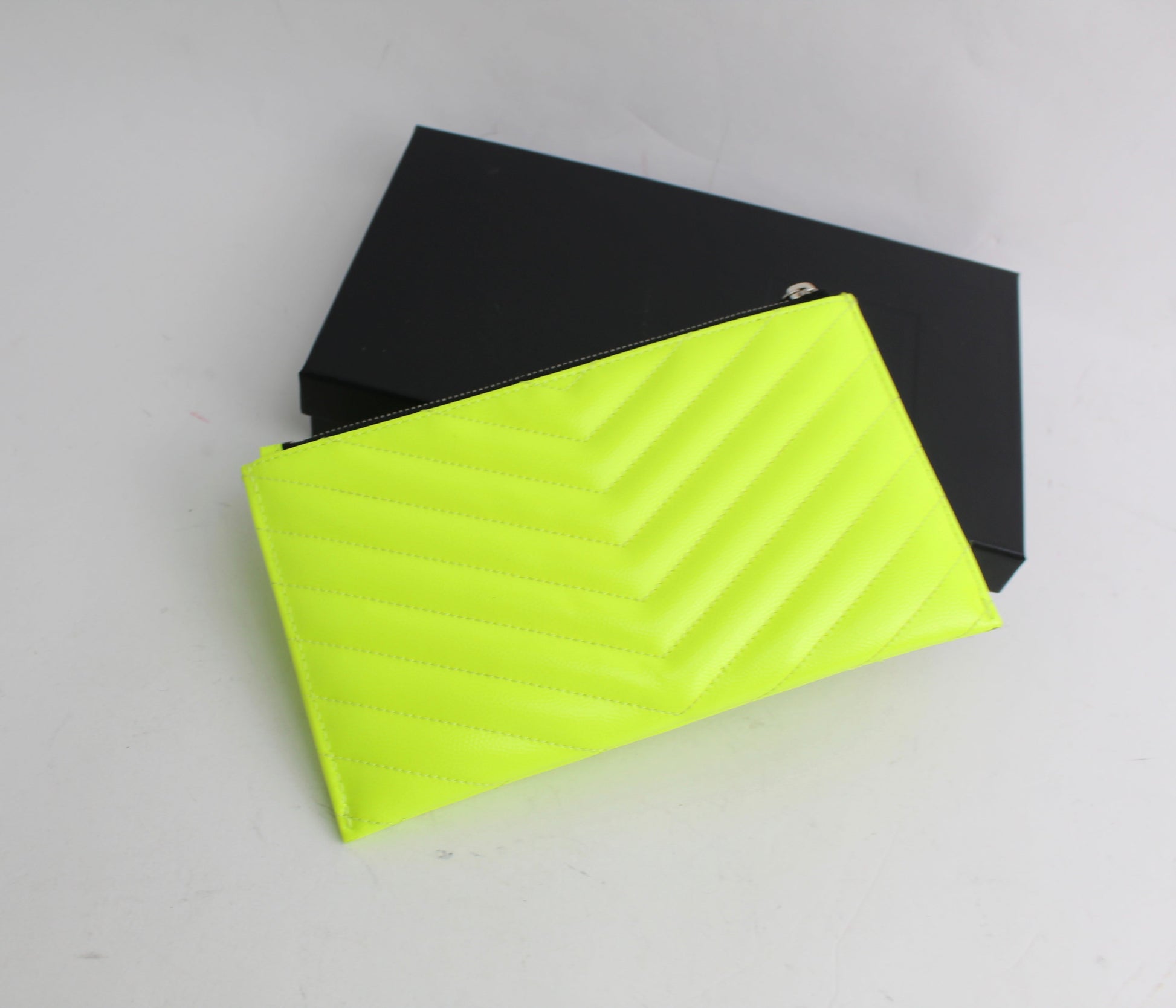 SAINT LAURENT MONOGRAMME NEON LEATHER CLUTCH