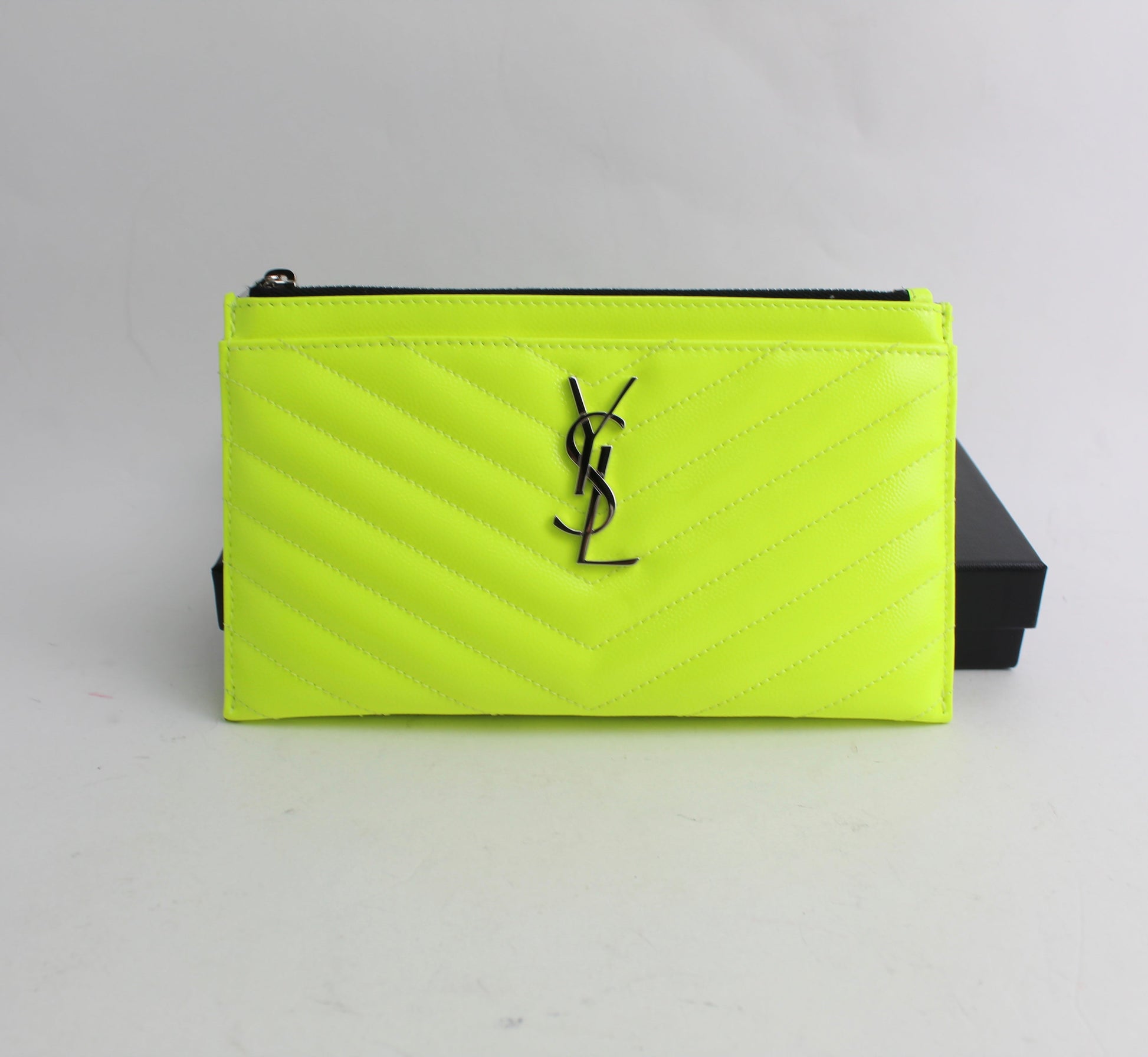 SAINT LAURENT MONOGRAMME NEON LEATHER CLUTCH