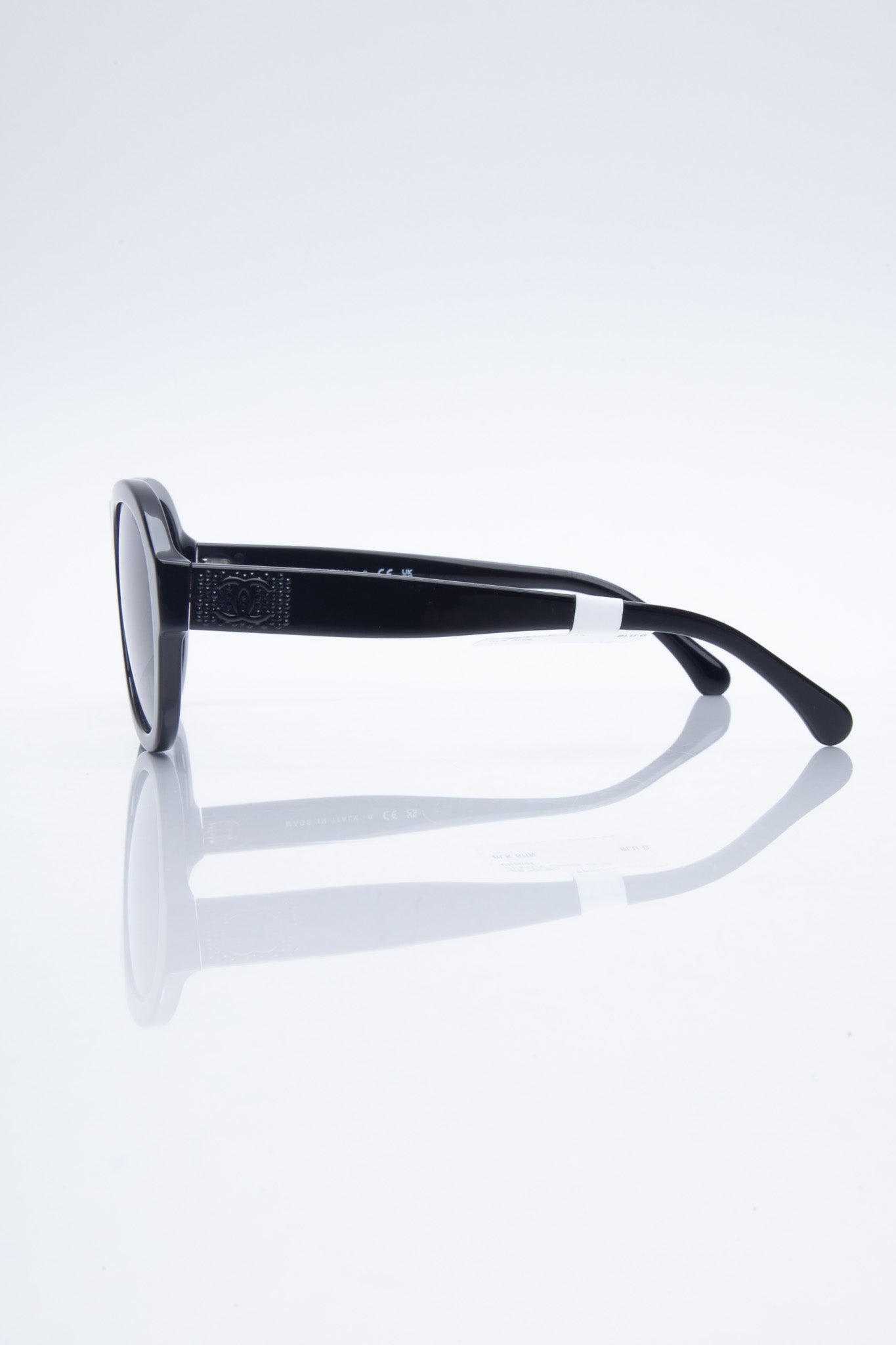 CHANEL Pilot Acetate and Strass Black Frame Sunglasses