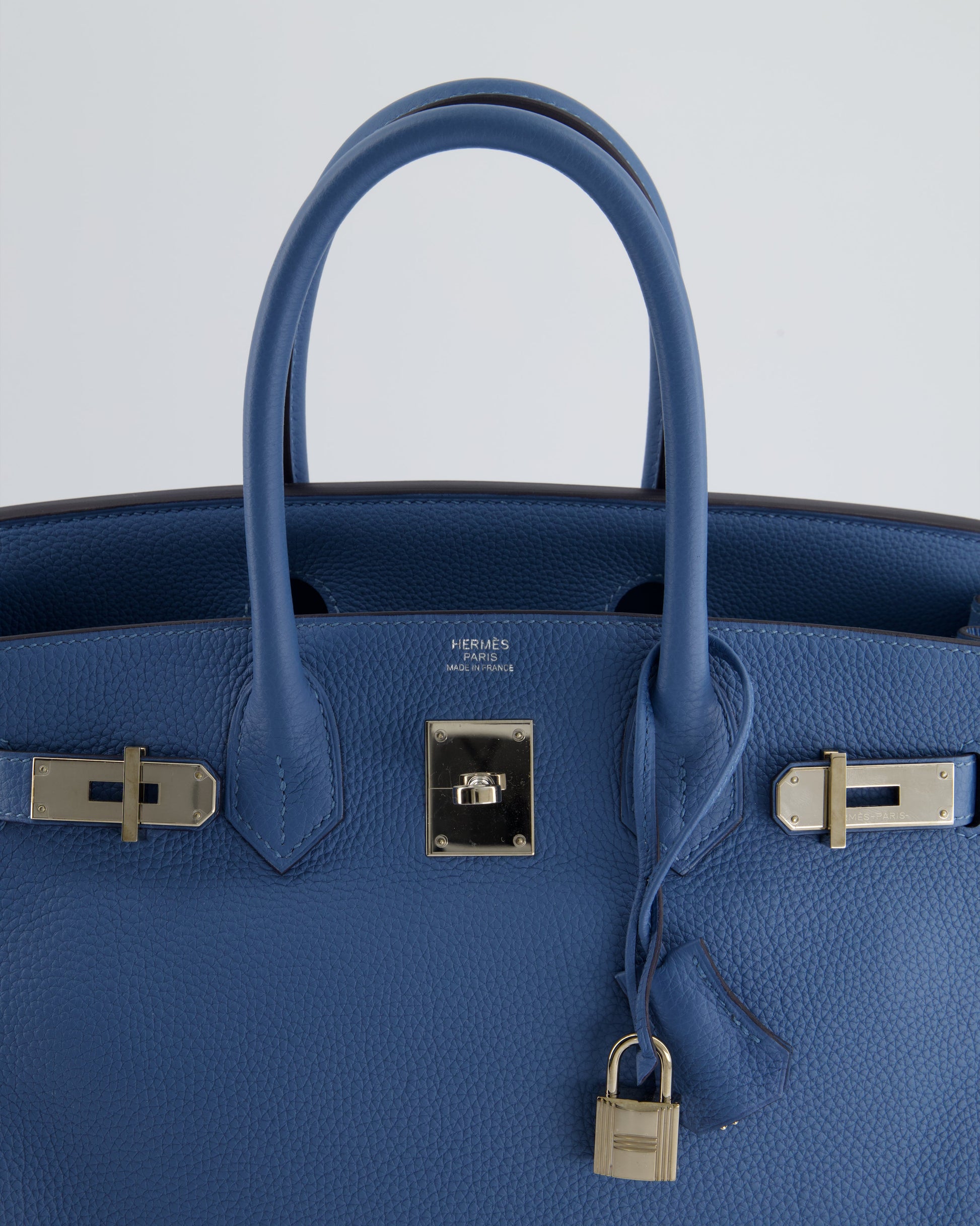 Hermes Birkin Bag 30cm in Bleu Azur Togo Leather and Palladium Hardware