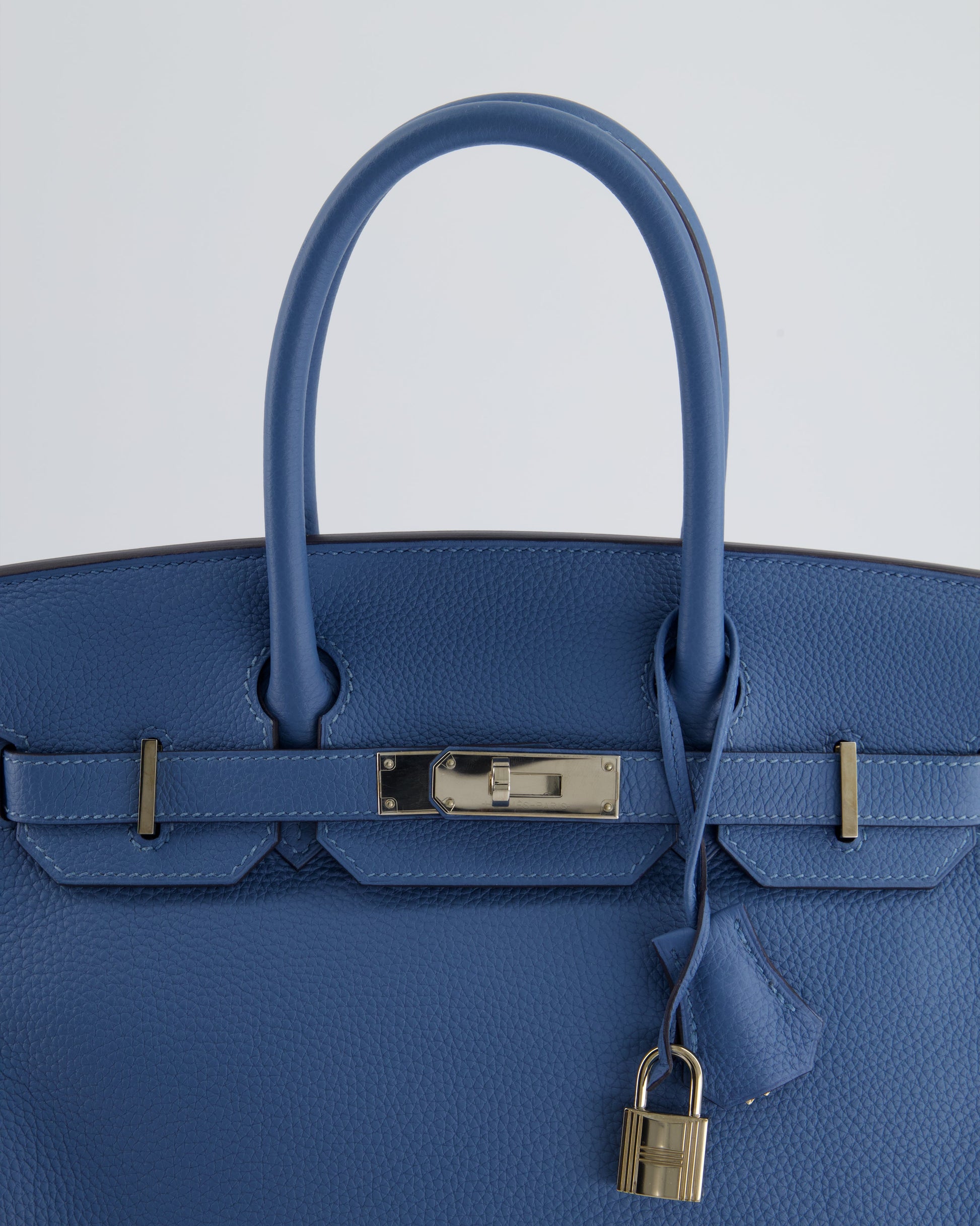 Hermes Birkin Bag 30cm in Bleu Azur Togo Leather and Palladium Hardware