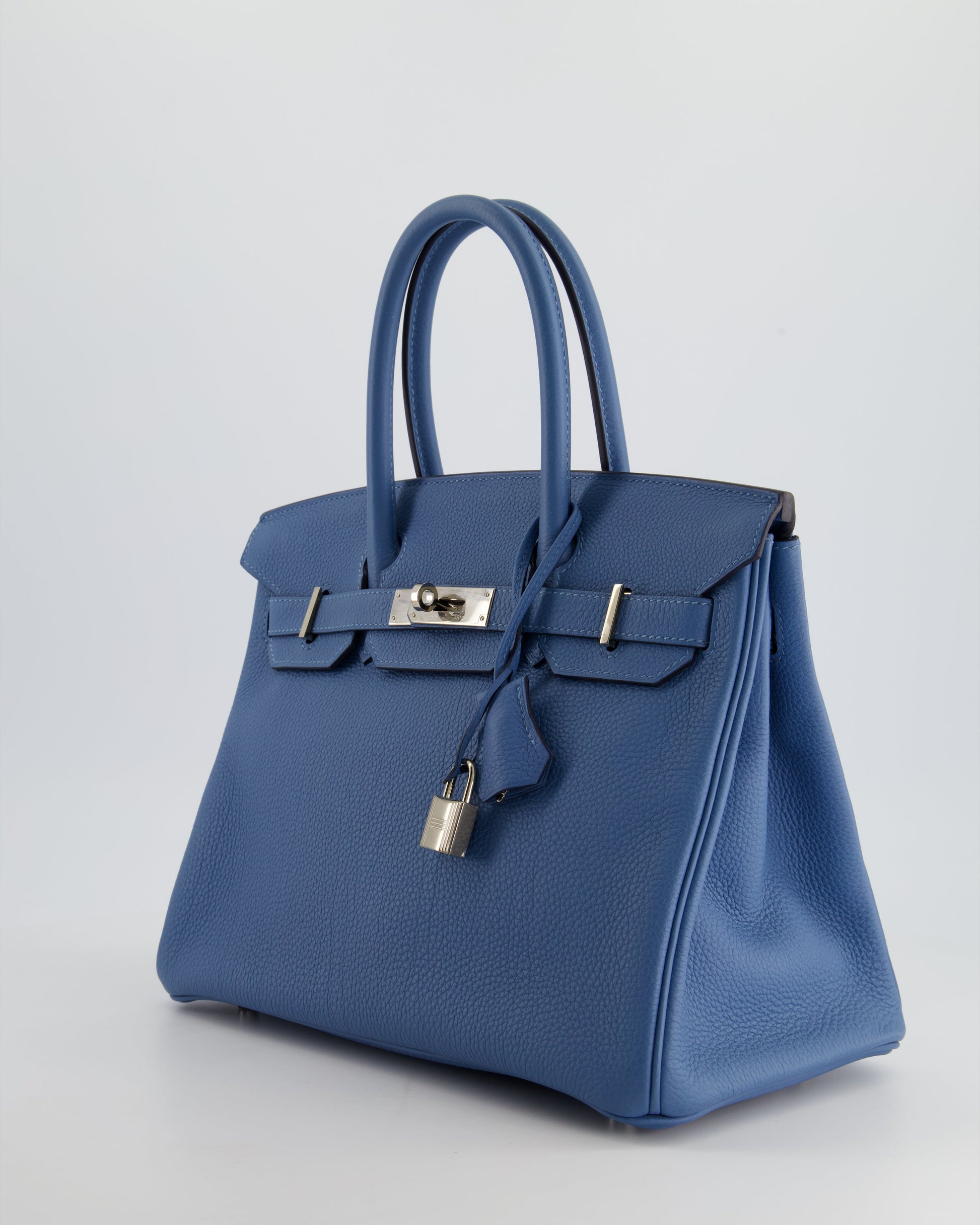 Hermes Birkin Bag 30cm in Bleu Azur Togo Leather and Palladium Hardware