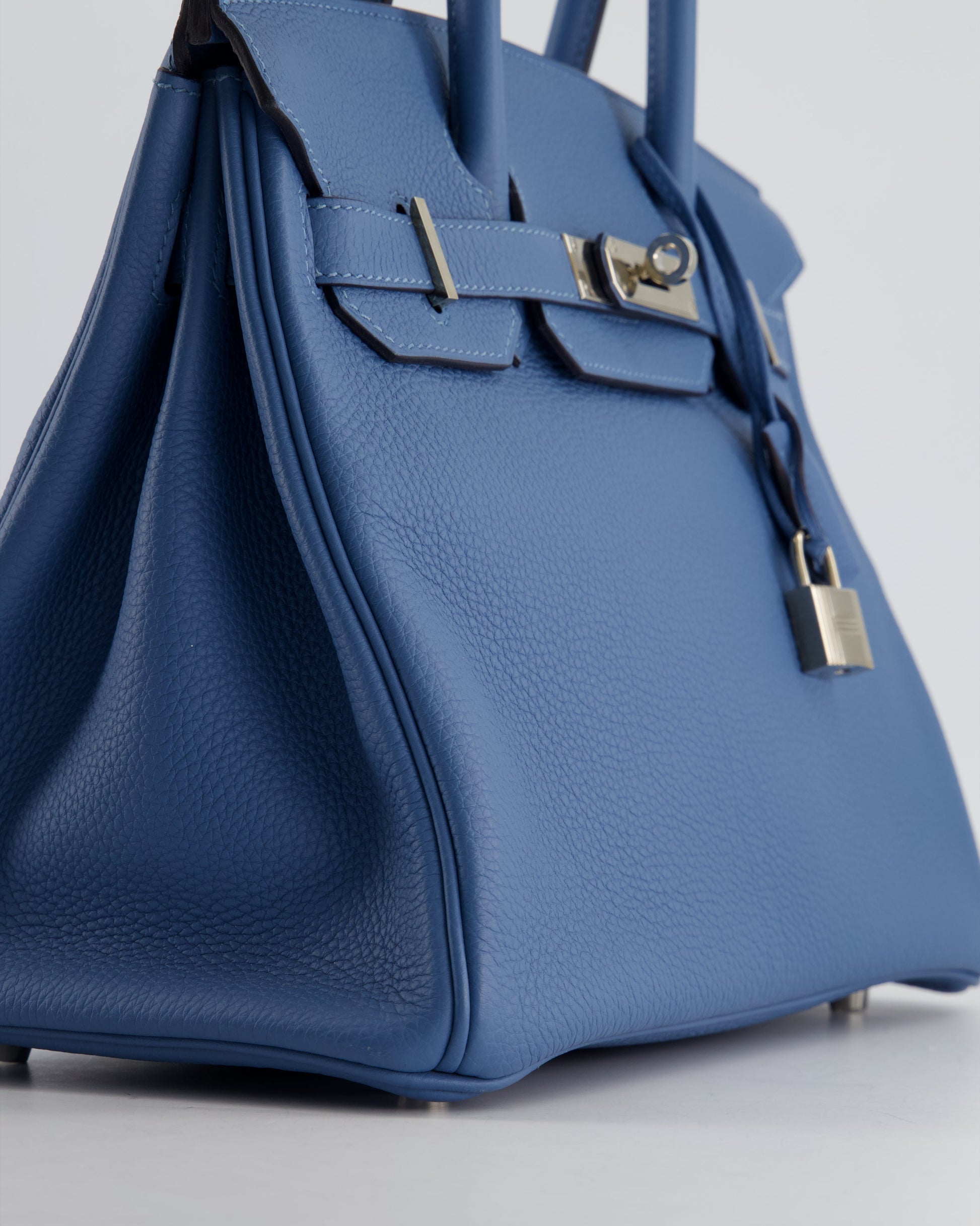 Hermes Birkin Bag 30cm in Bleu Azur Togo Leather and Palladium Hardware