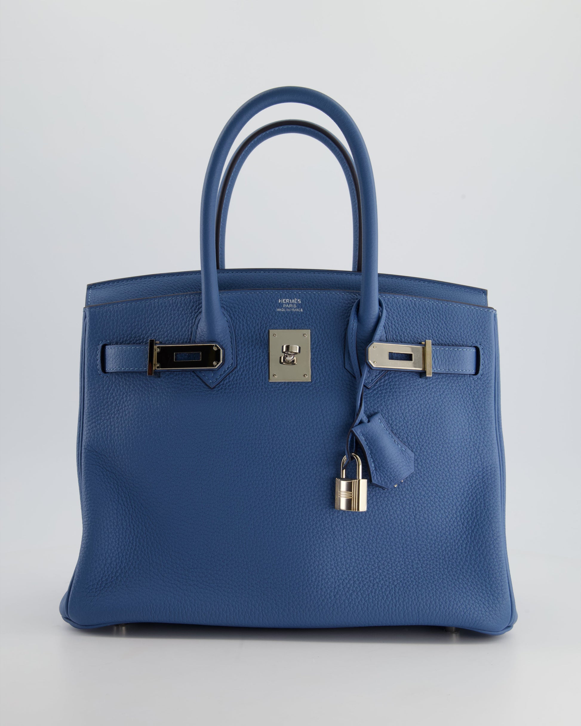 Hermes Birkin Bag 30cm in Bleu Azur Togo Leather and Palladium Hardware