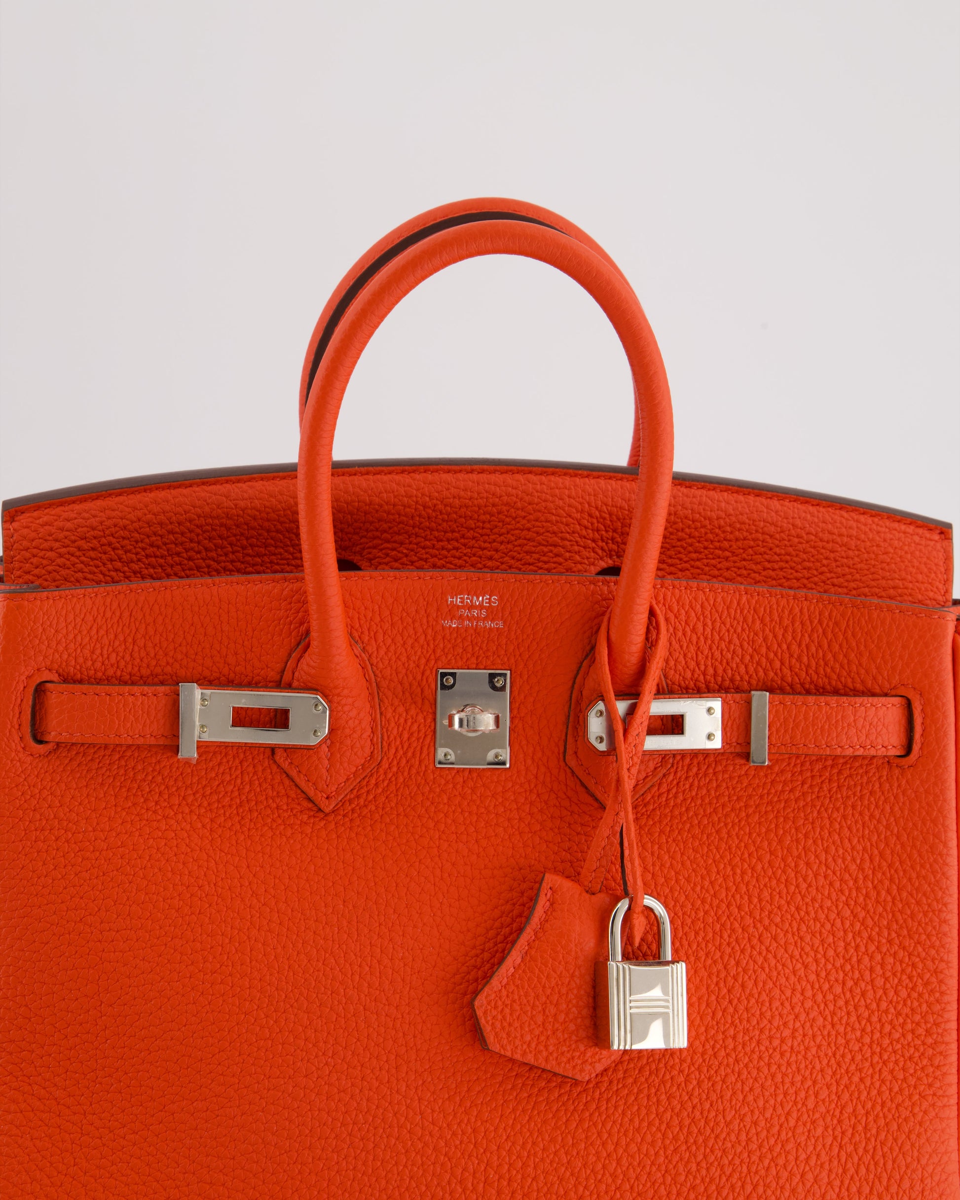 Hermes Birkin 25cm Bag in Capucine Togo Leather and Palladium Hardware
