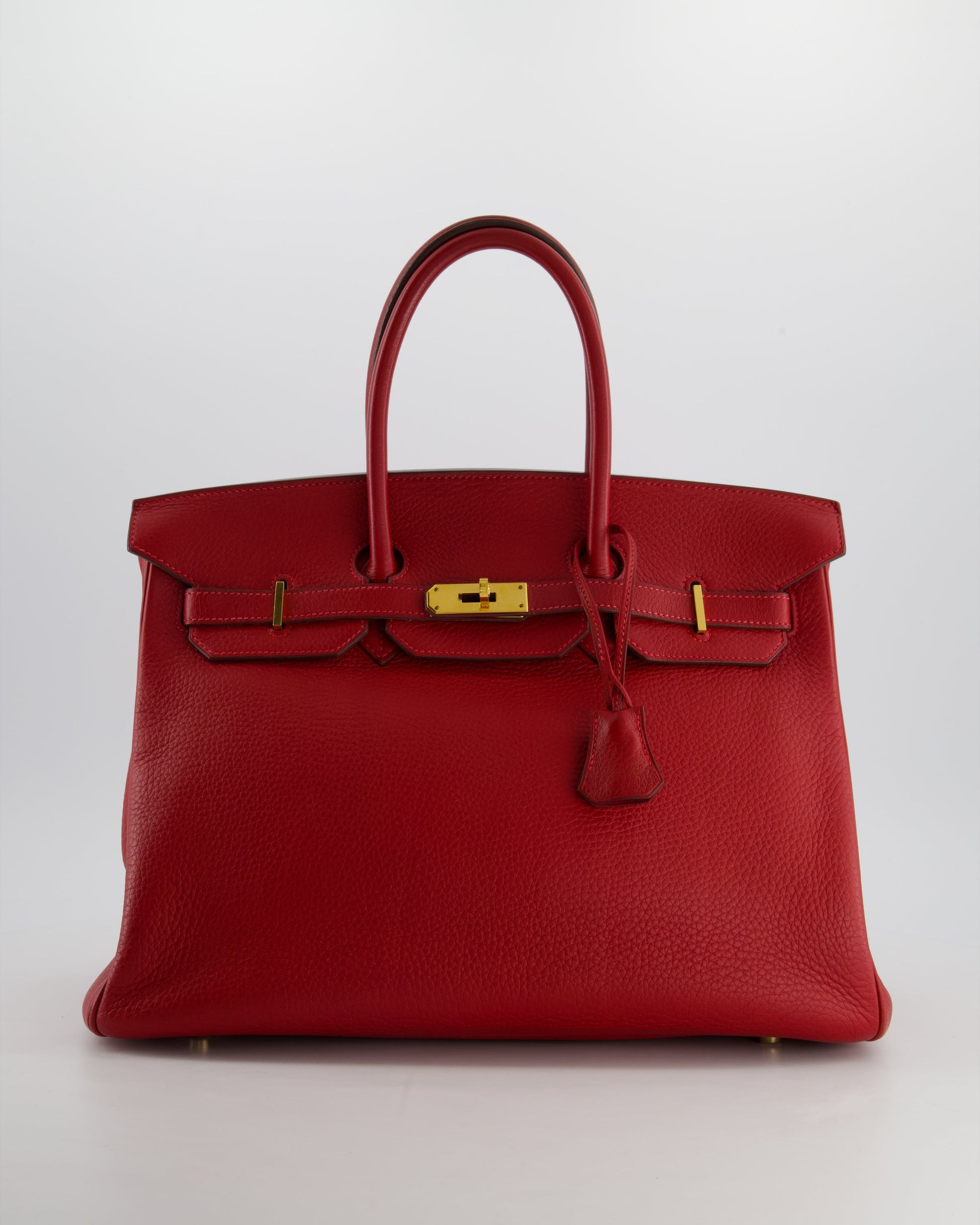 Hermes Birkin 35cm Retourne Bag in Rouge Clemence Leather with Gold Hardware