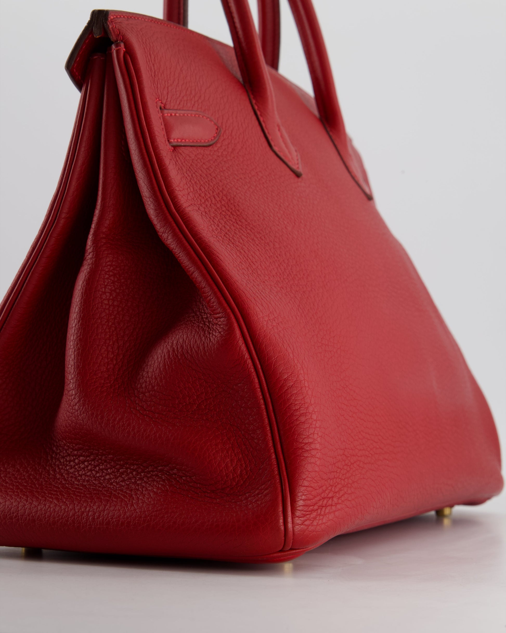 Hermes Birkin 35cm Retourne Bag in Rouge Clemence Leather with Gold Hardware