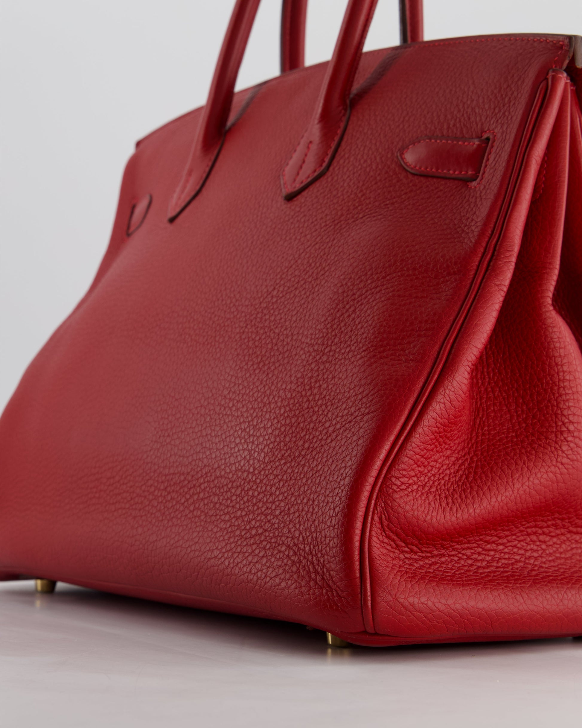 Hermes Birkin 35cm Retourne Bag in Rouge Clemence Leather with Gold Hardware