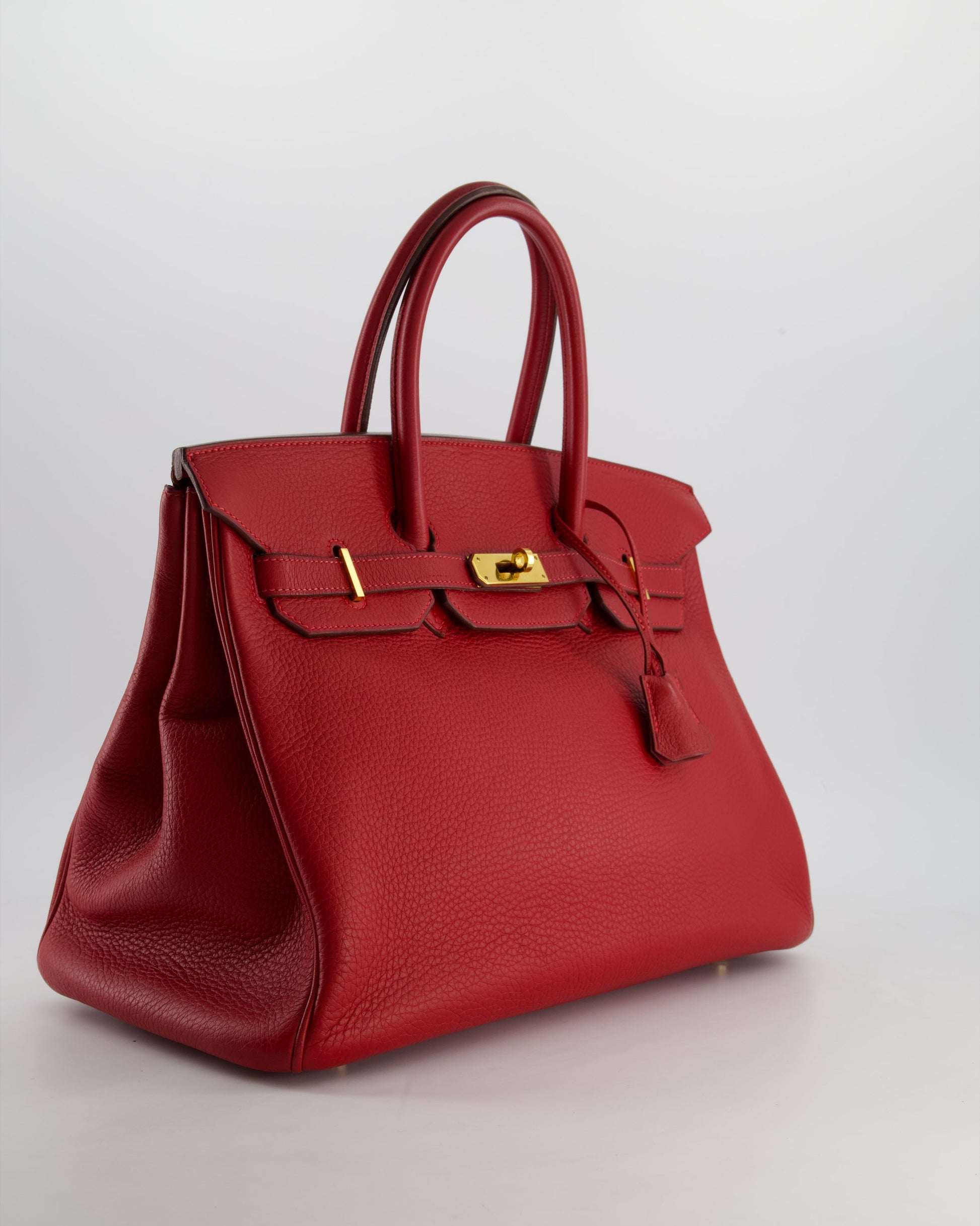 Hermes Birkin 35cm Retourne Bag in Rouge Clemence Leather with Gold Hardware