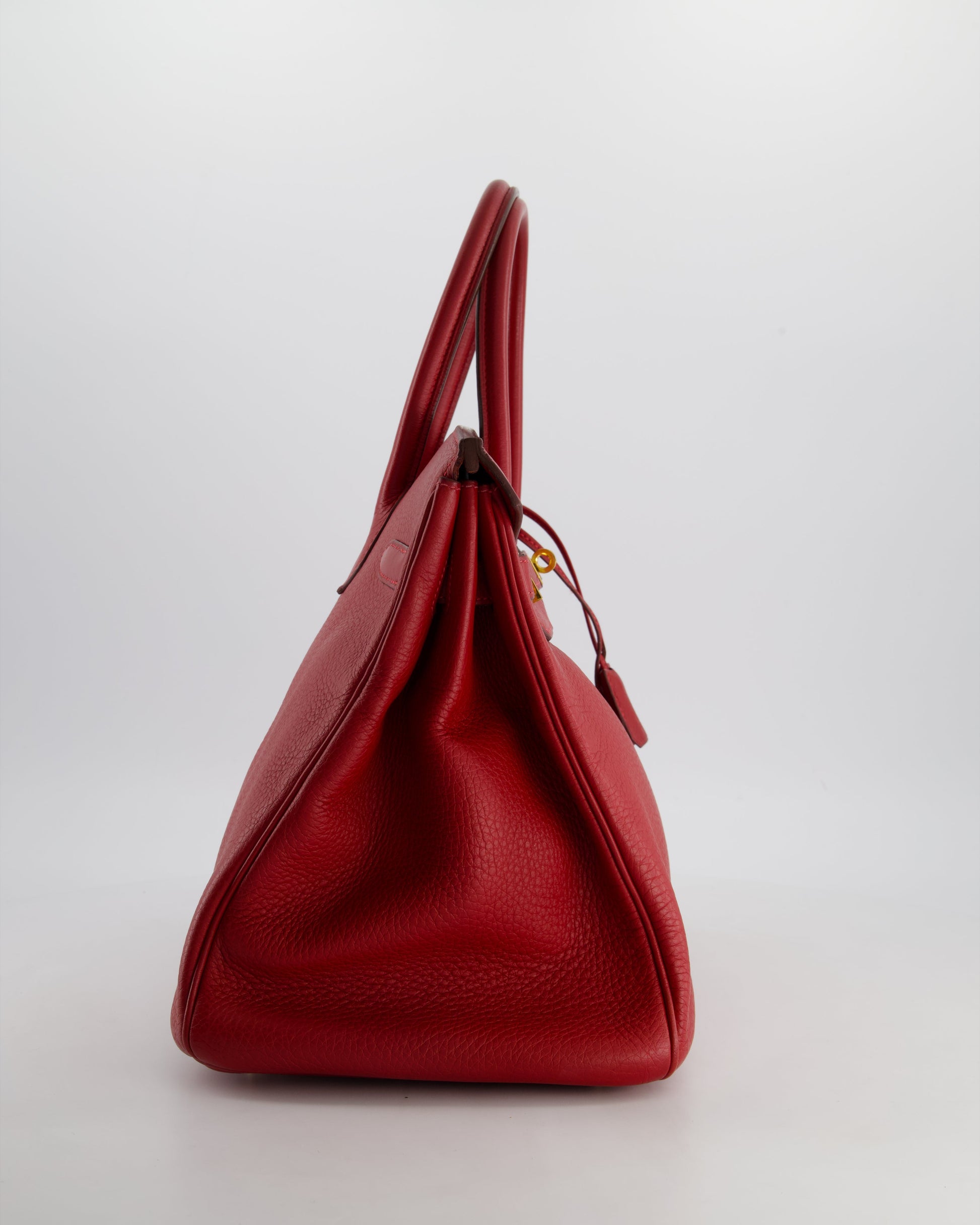 Hermes Birkin 35cm Retourne Bag in Rouge Clemence Leather with Gold Hardware