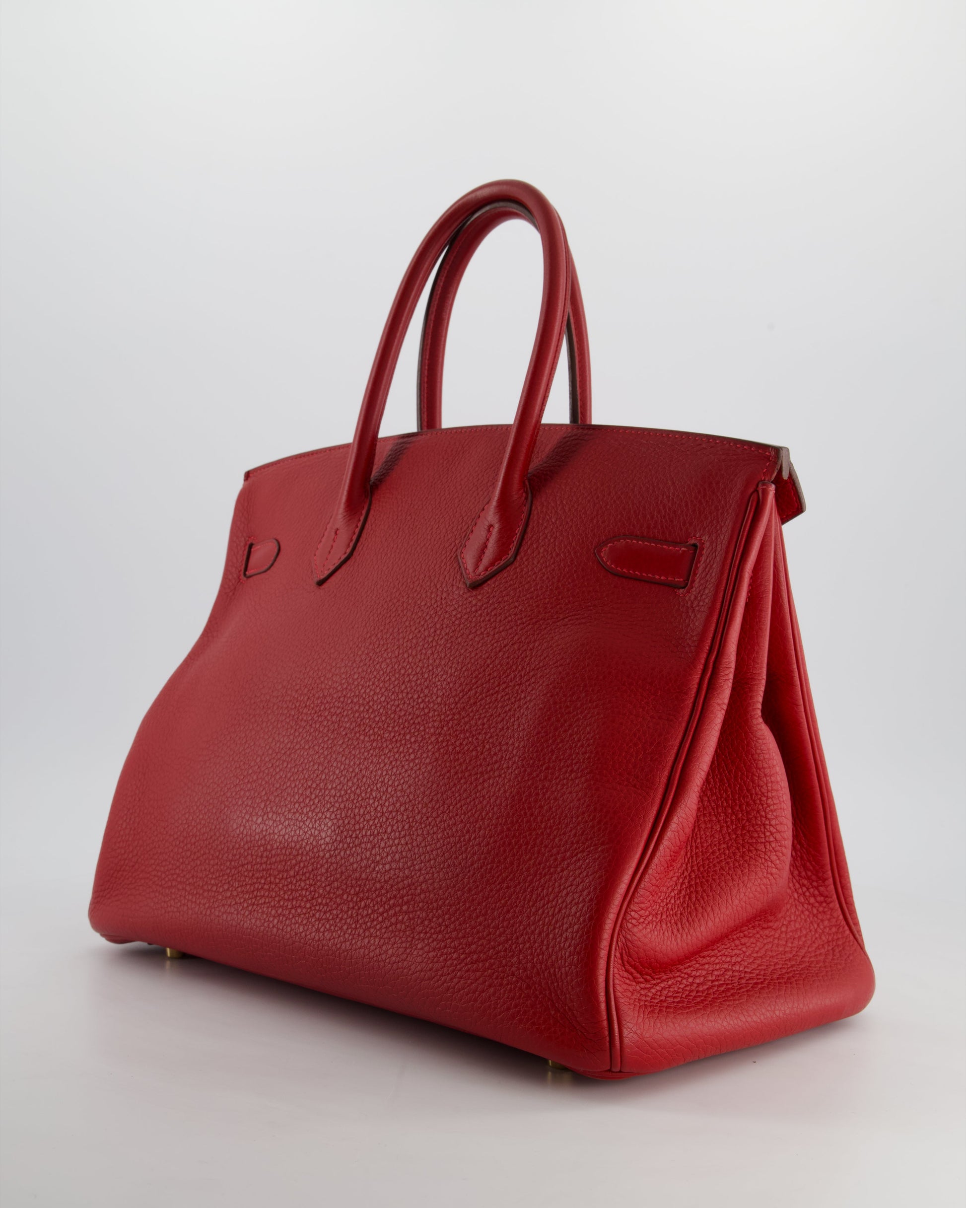 Hermes Birkin 35cm Retourne Bag in Rouge Clemence Leather with Gold Hardware