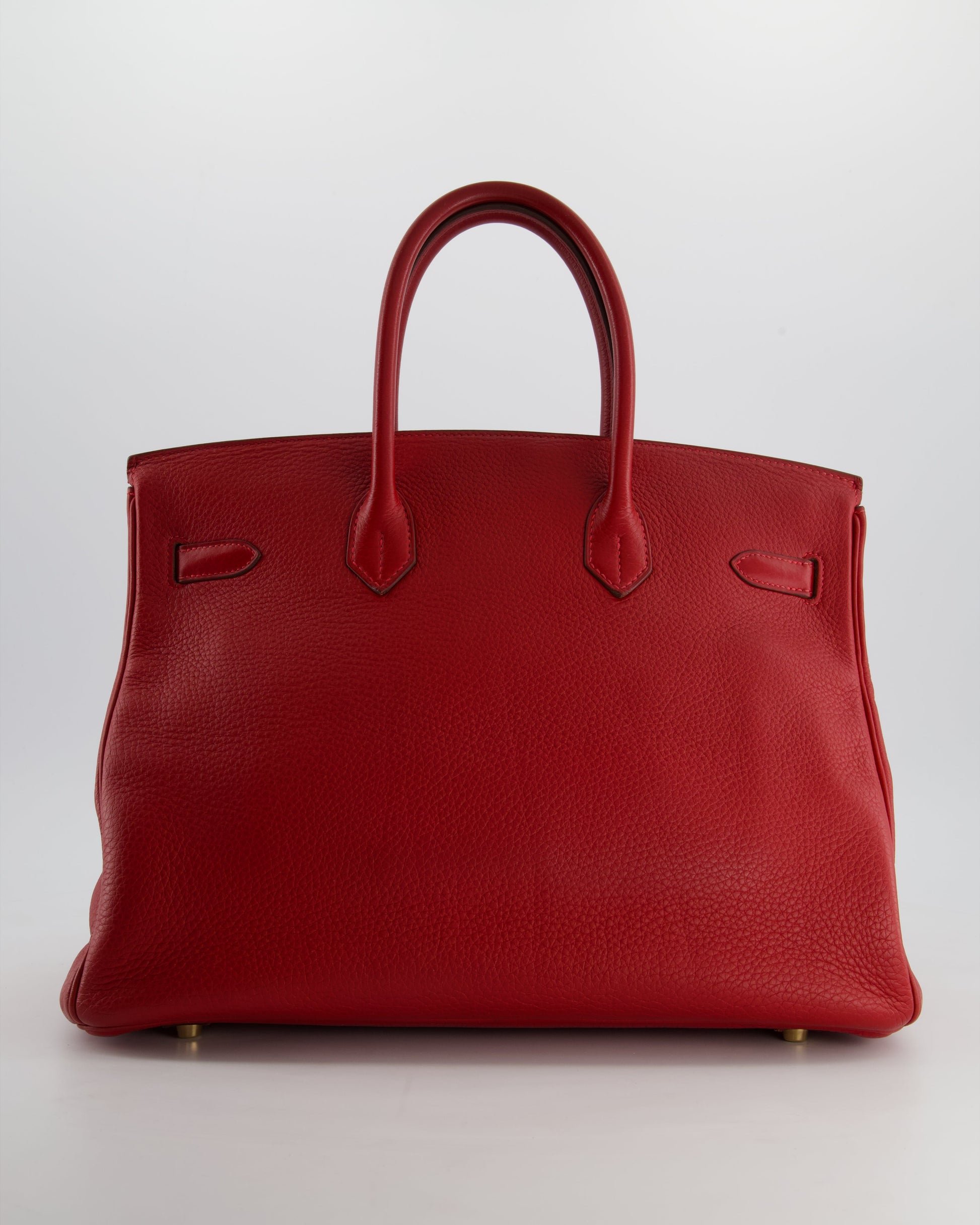 Hermes Birkin 35cm Retourne Bag in Rouge Clemence Leather with Gold Hardware