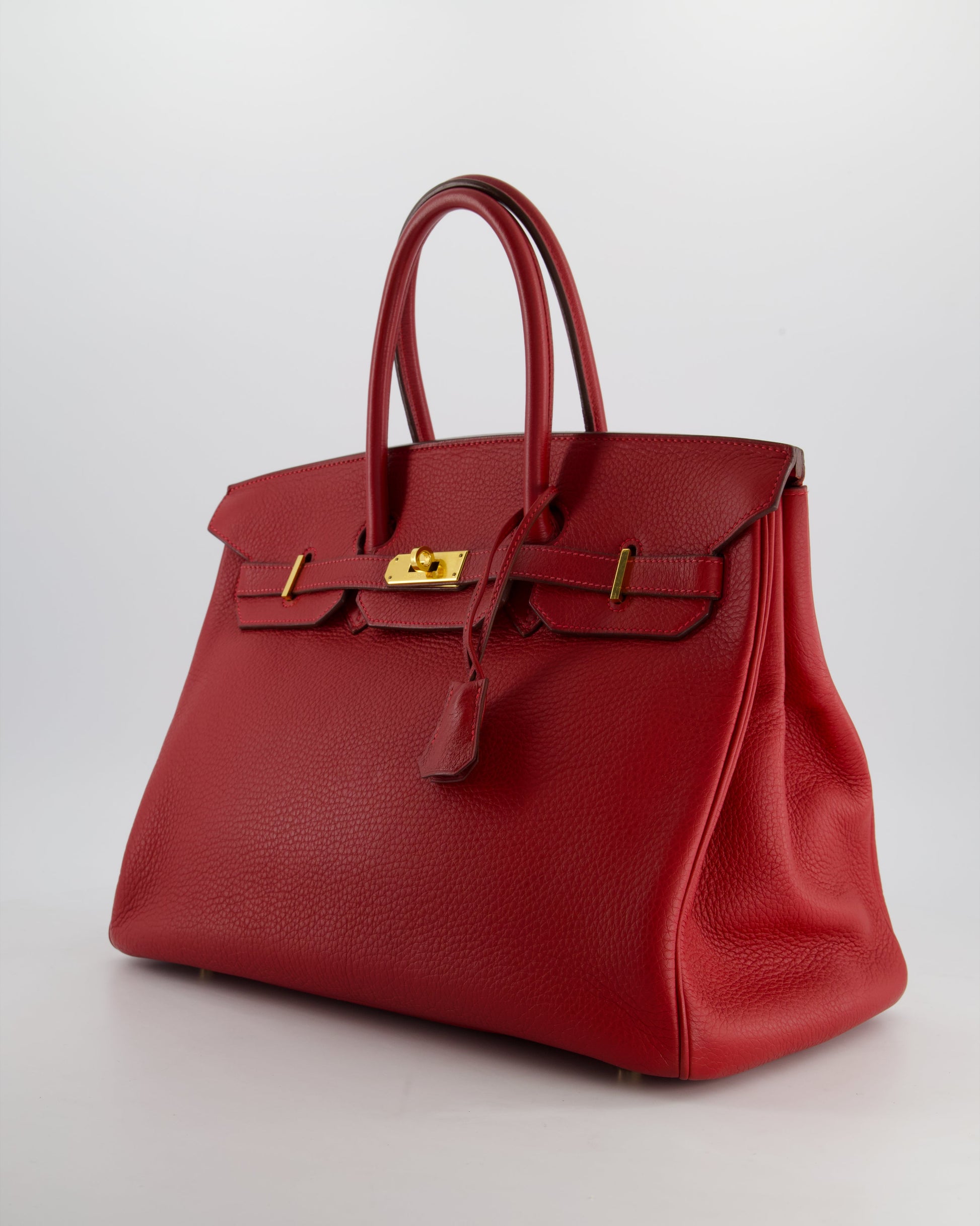 Hermes Birkin 35cm Retourne Bag in Rouge Clemence Leather with Gold Hardware
