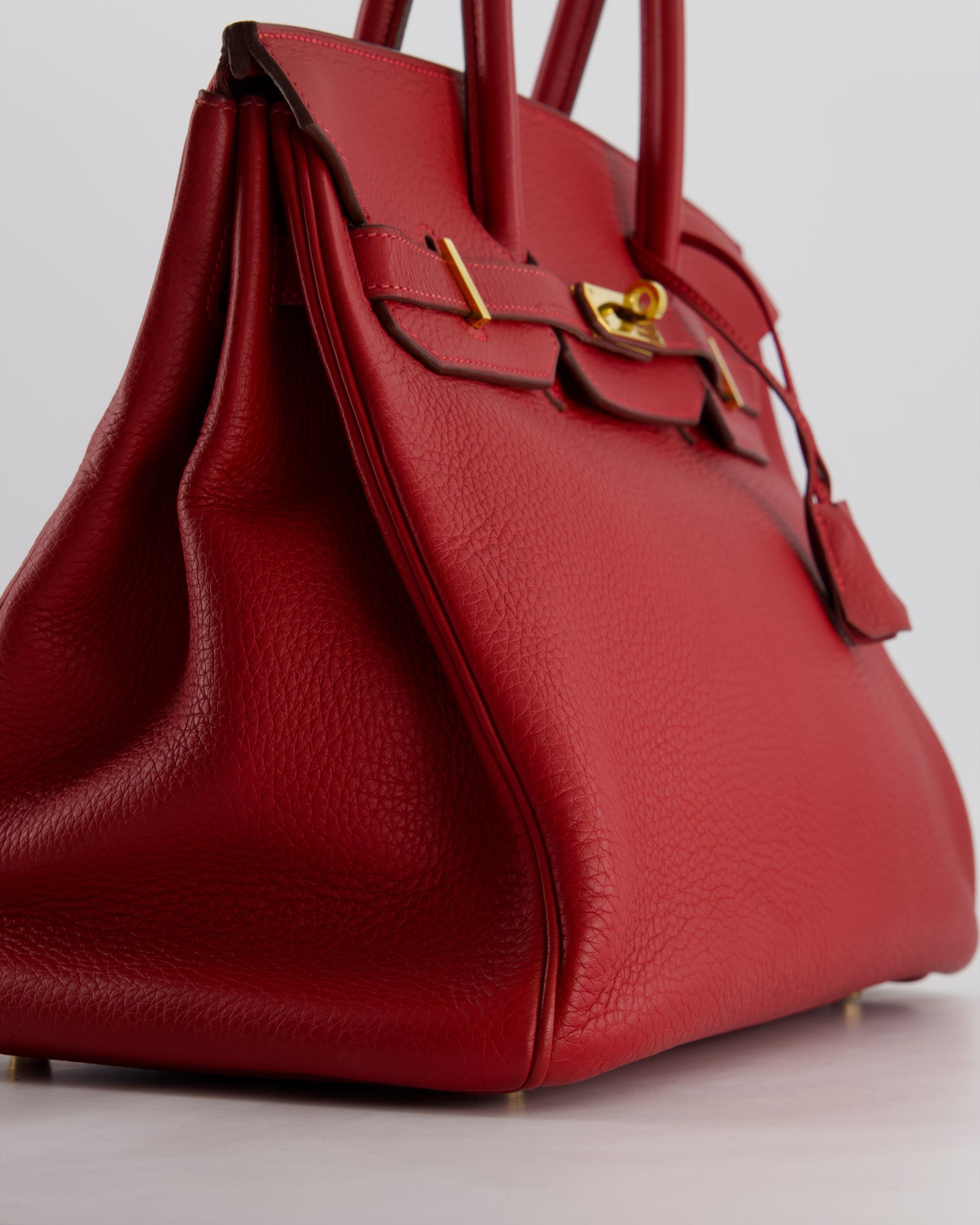 Hermes Birkin 35cm Retourne Bag in Rouge Clemence Leather with Gold Hardware