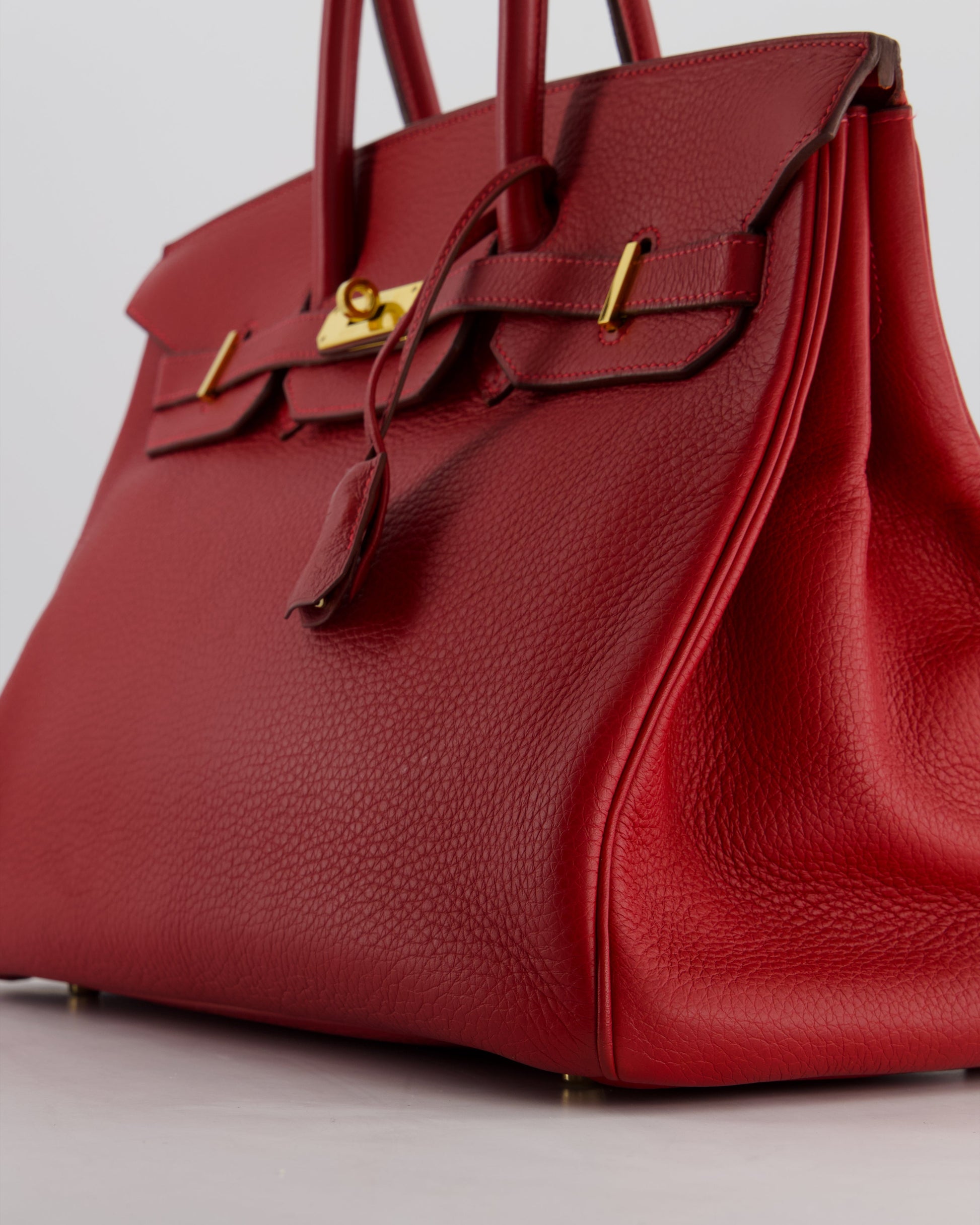 Hermes Birkin 35cm Retourne Bag in Rouge Clemence Leather with Gold Hardware