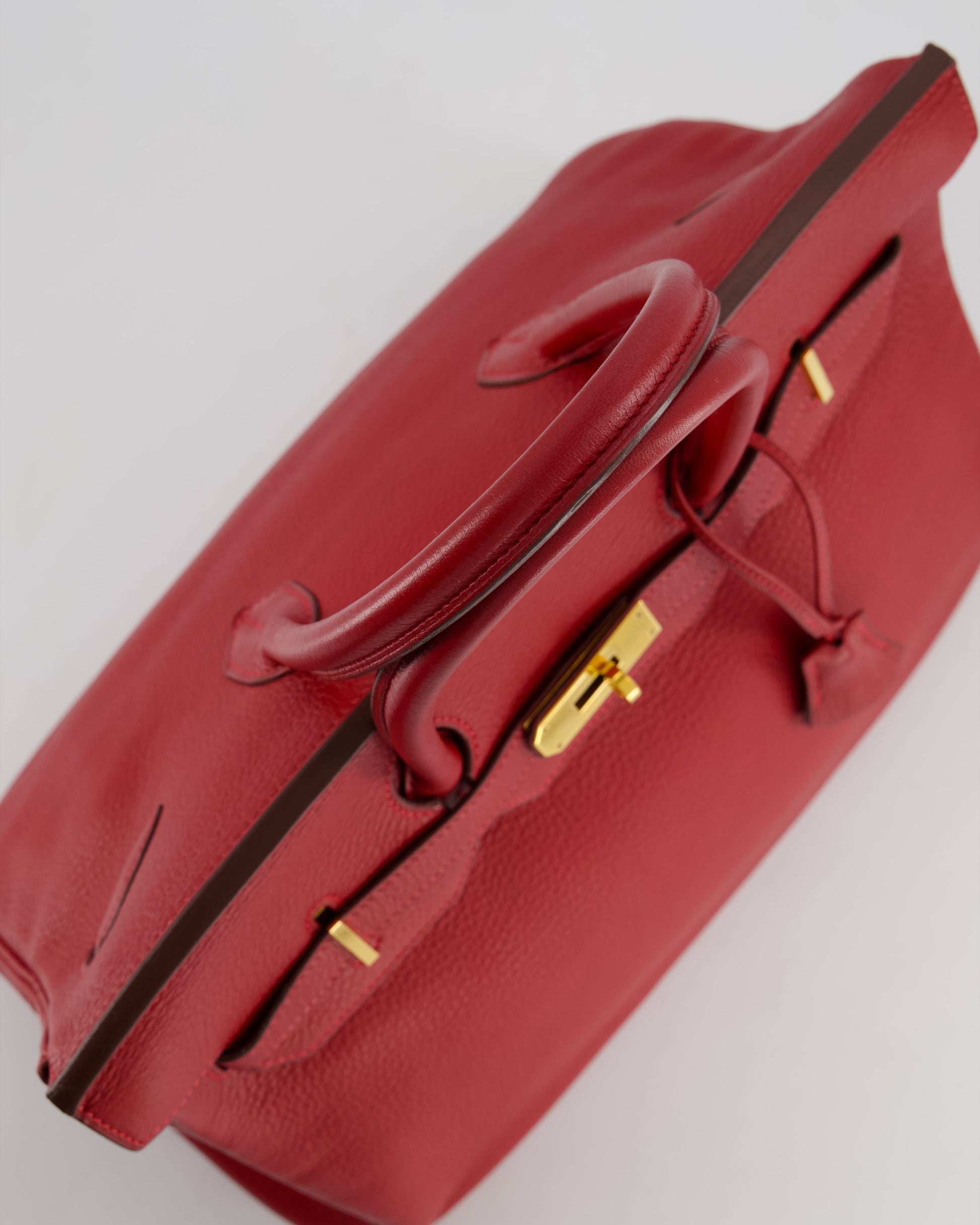 Hermes Birkin 35cm Retourne Bag in Rouge Clemence Leather with Gold Hardware