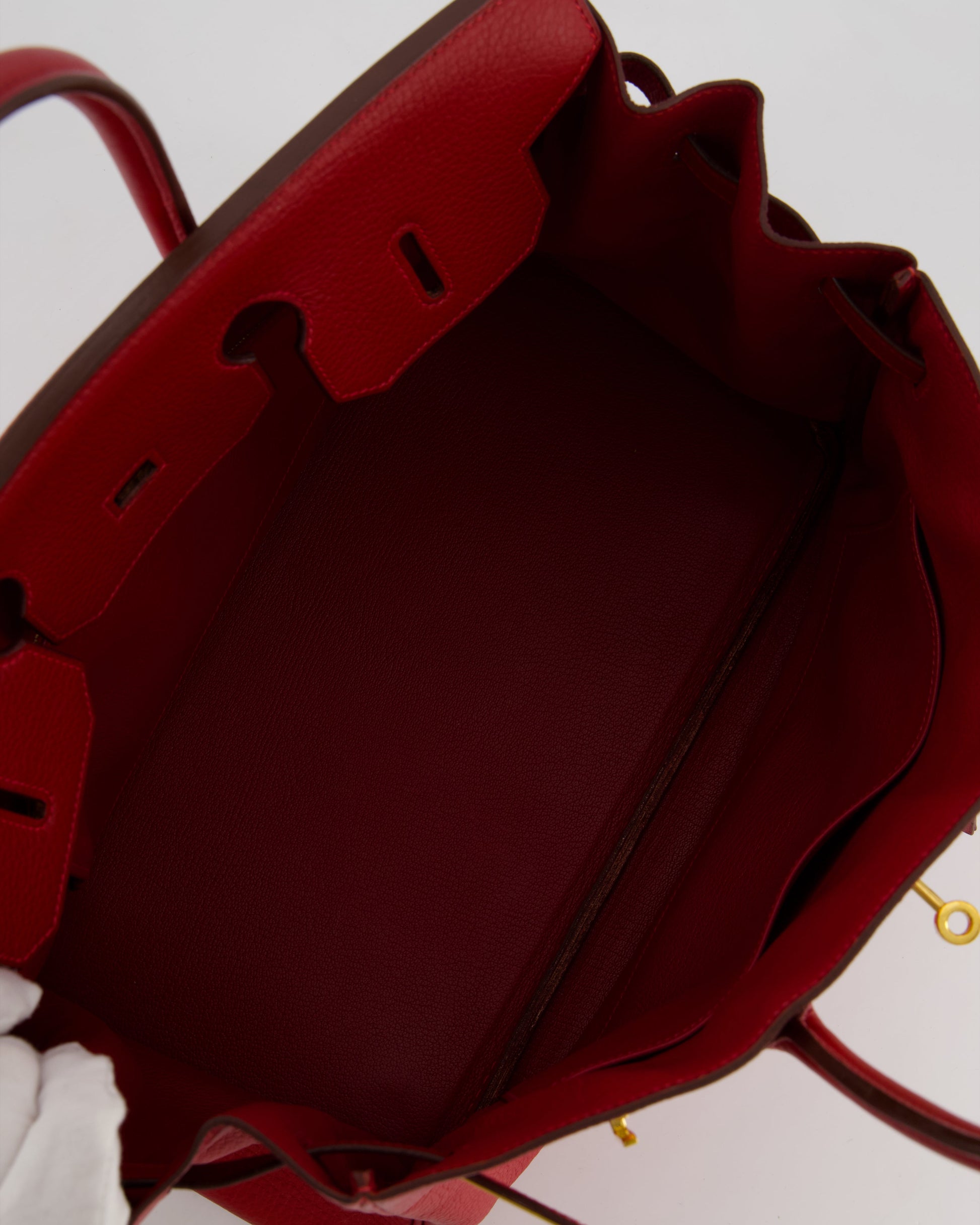 Hermes Birkin 35cm Retourne Bag in Rouge Clemence Leather with Gold Hardware