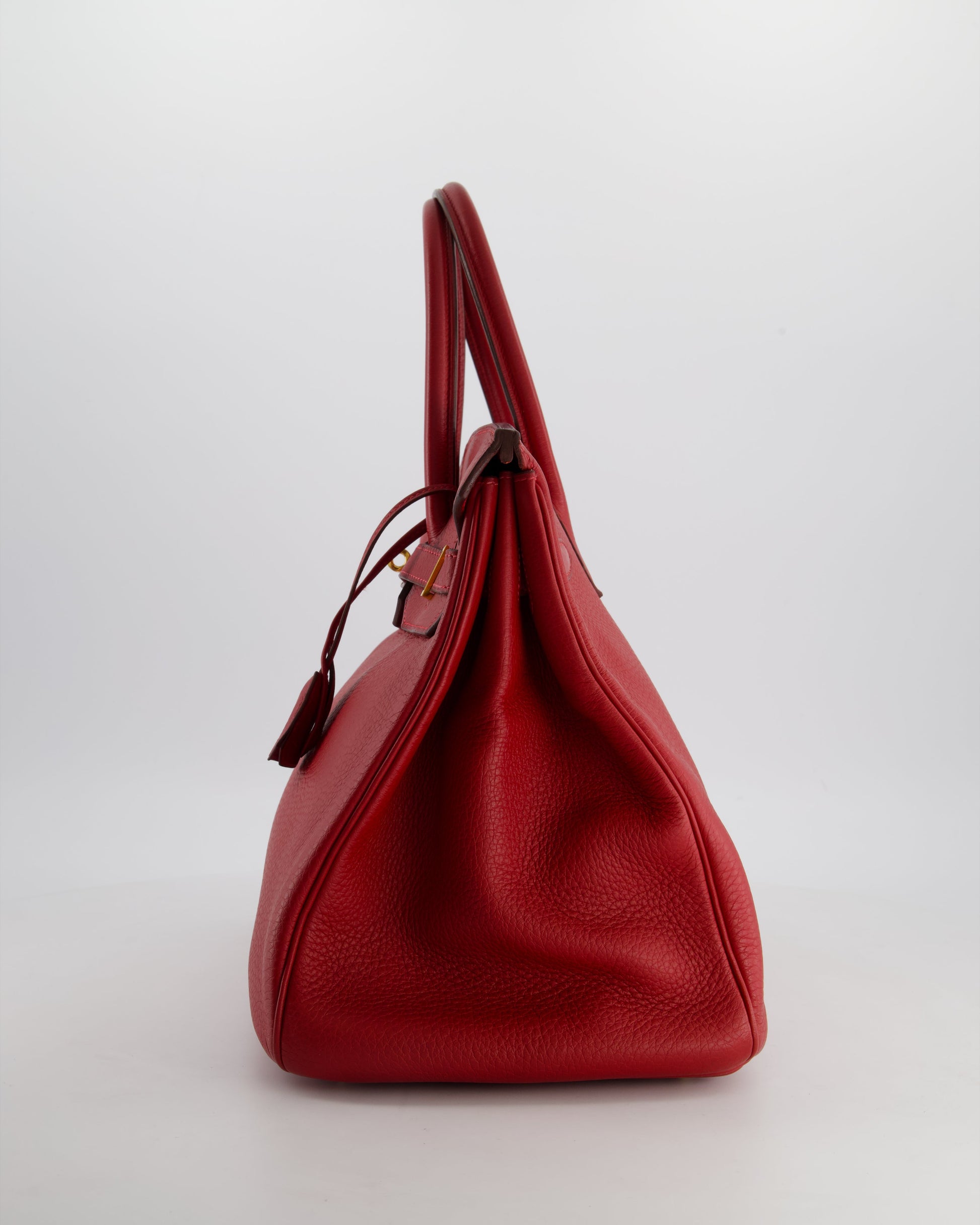 Hermes Birkin 35cm Retourne Bag in Rouge Clemence Leather with Gold Hardware