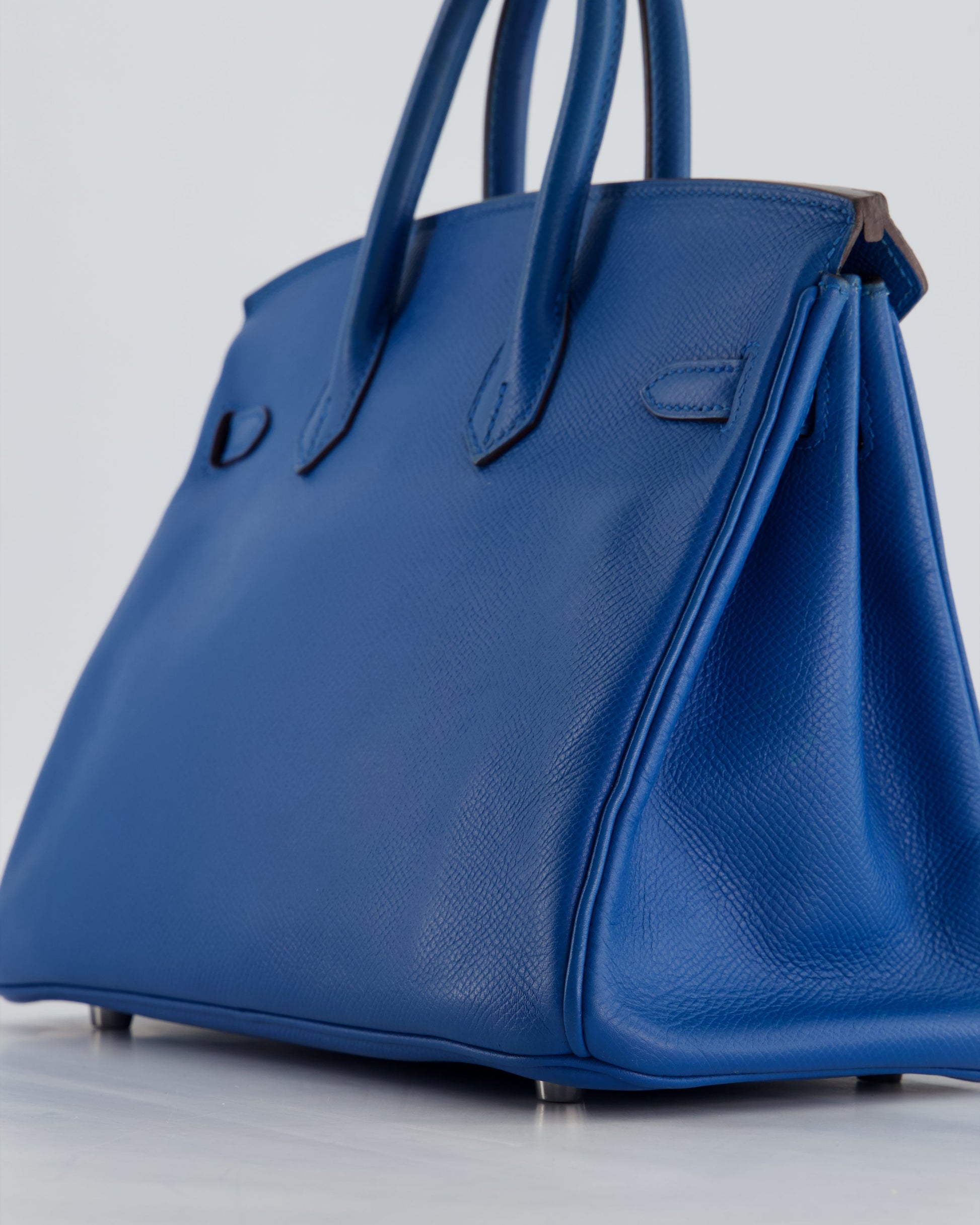 Hermes Birkin 25cm Retourne in Bleu De Galice Epsom Leather with Palladium Hardware