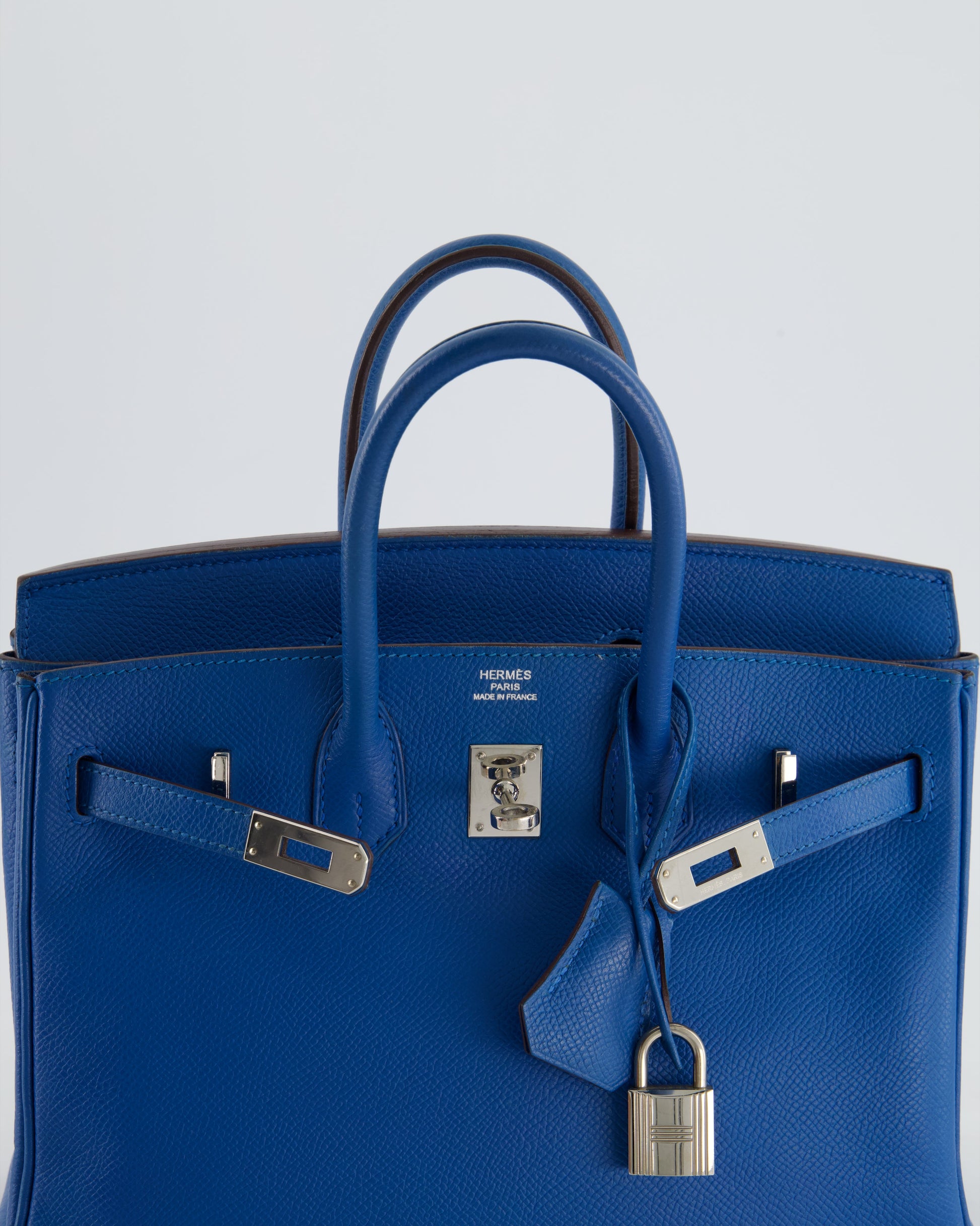 Hermes Birkin 25cm Retourne in Bleu De Galice Epsom Leather with Palladium Hardware