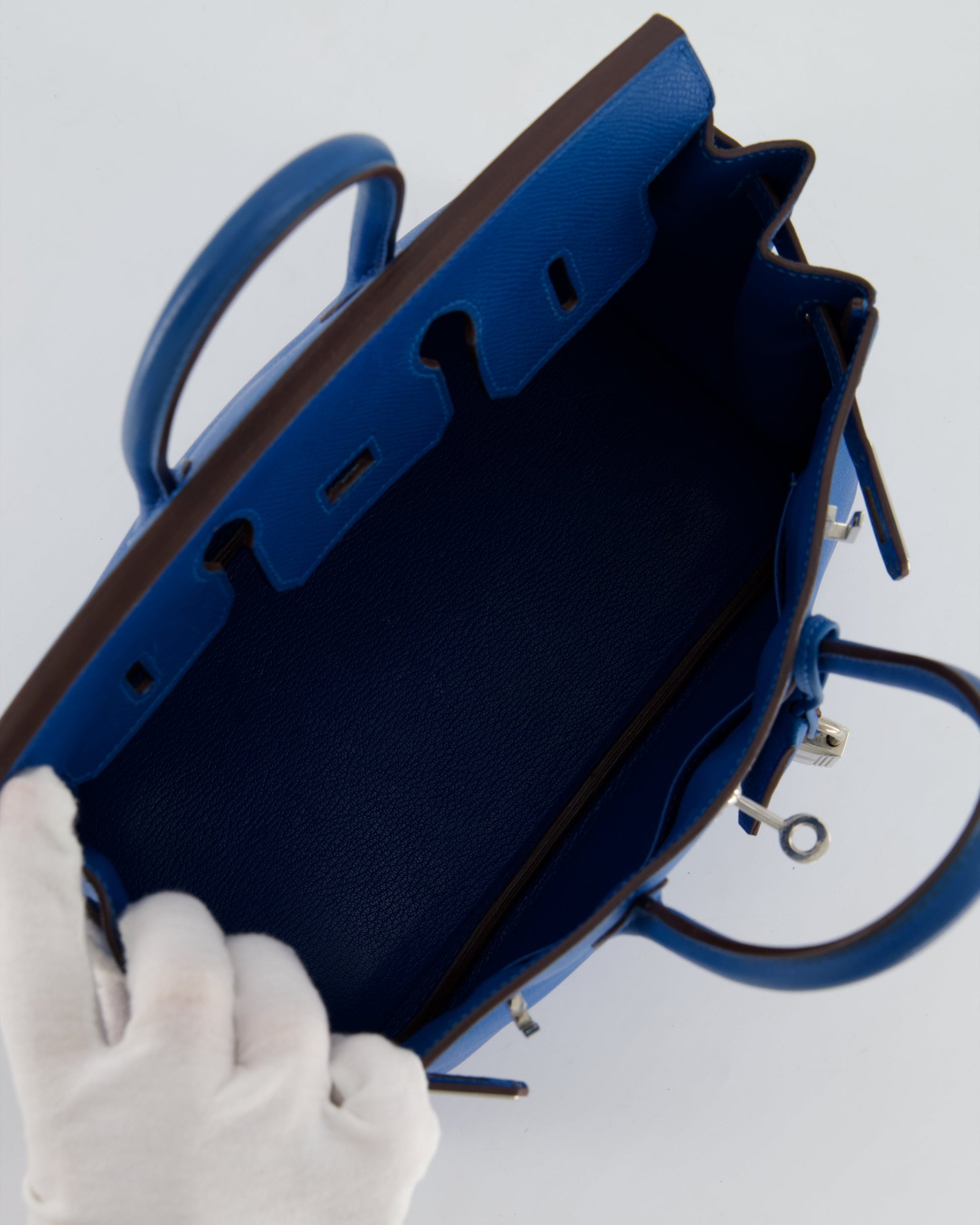 Hermes Birkin 25cm Retourne in Bleu De Galice Epsom Leather with Palladium Hardware