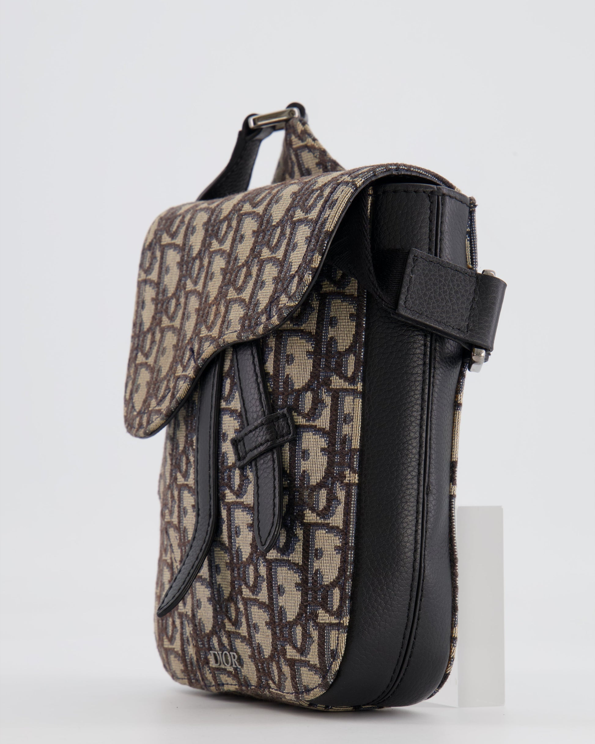 *FIRE PRICE* Christian Dior Black Dior Oblique Jacquard Vertical Saddle Pouch Bag RRP £1,500