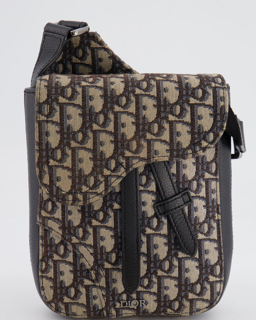 *FIRE PRICE* Christian Dior Black Dior Oblique Jacquard Vertical Saddle Pouch Bag RRP £1,500