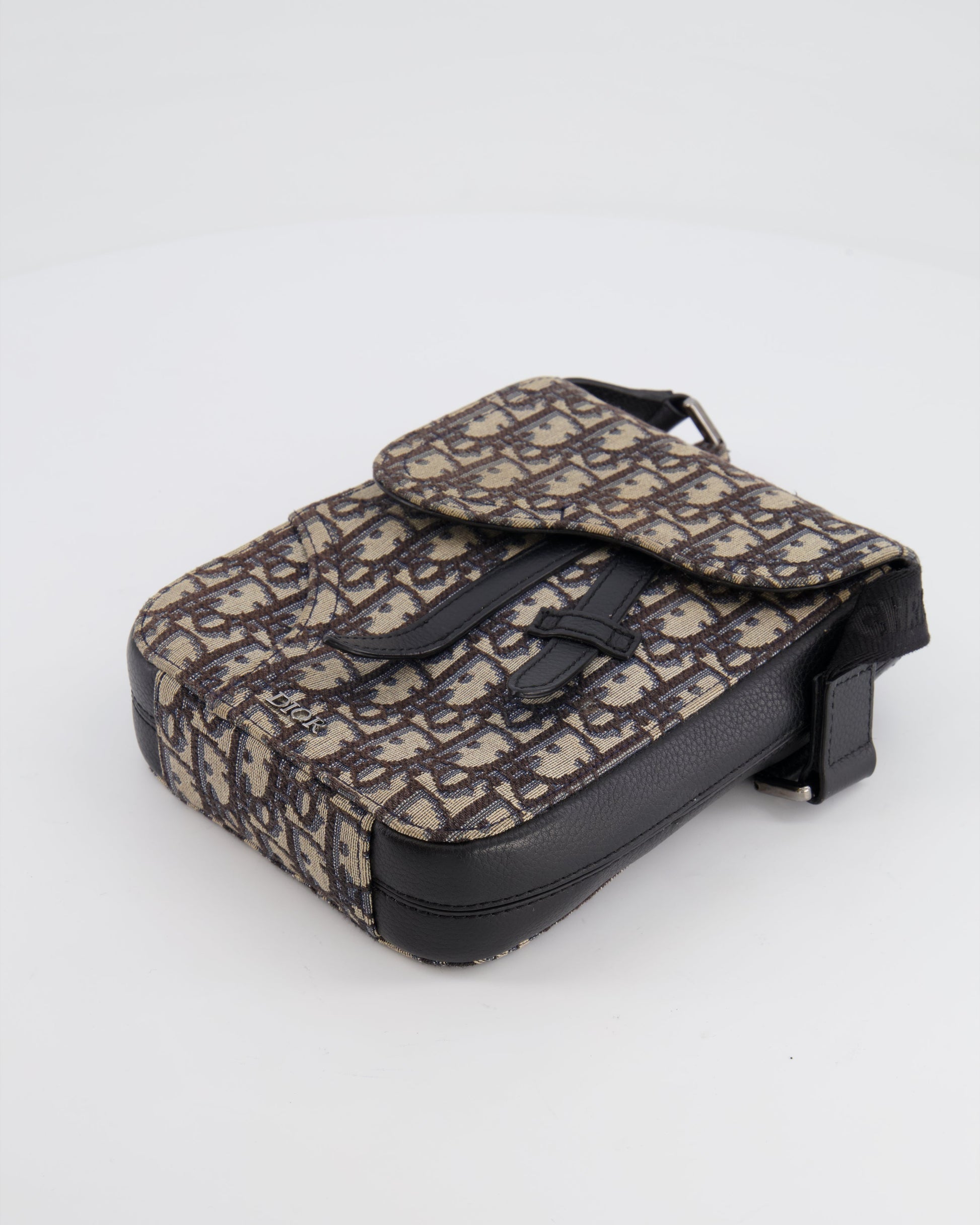 *FIRE PRICE* Christian Dior Black Dior Oblique Jacquard Vertical Saddle Pouch Bag RRP £1,500