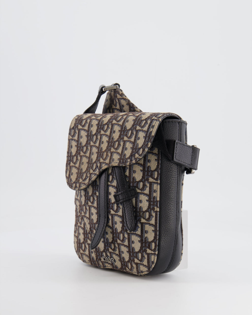 *FIRE PRICE* Christian Dior Black Dior Oblique Jacquard Vertical Saddle Pouch Bag RRP £1,500