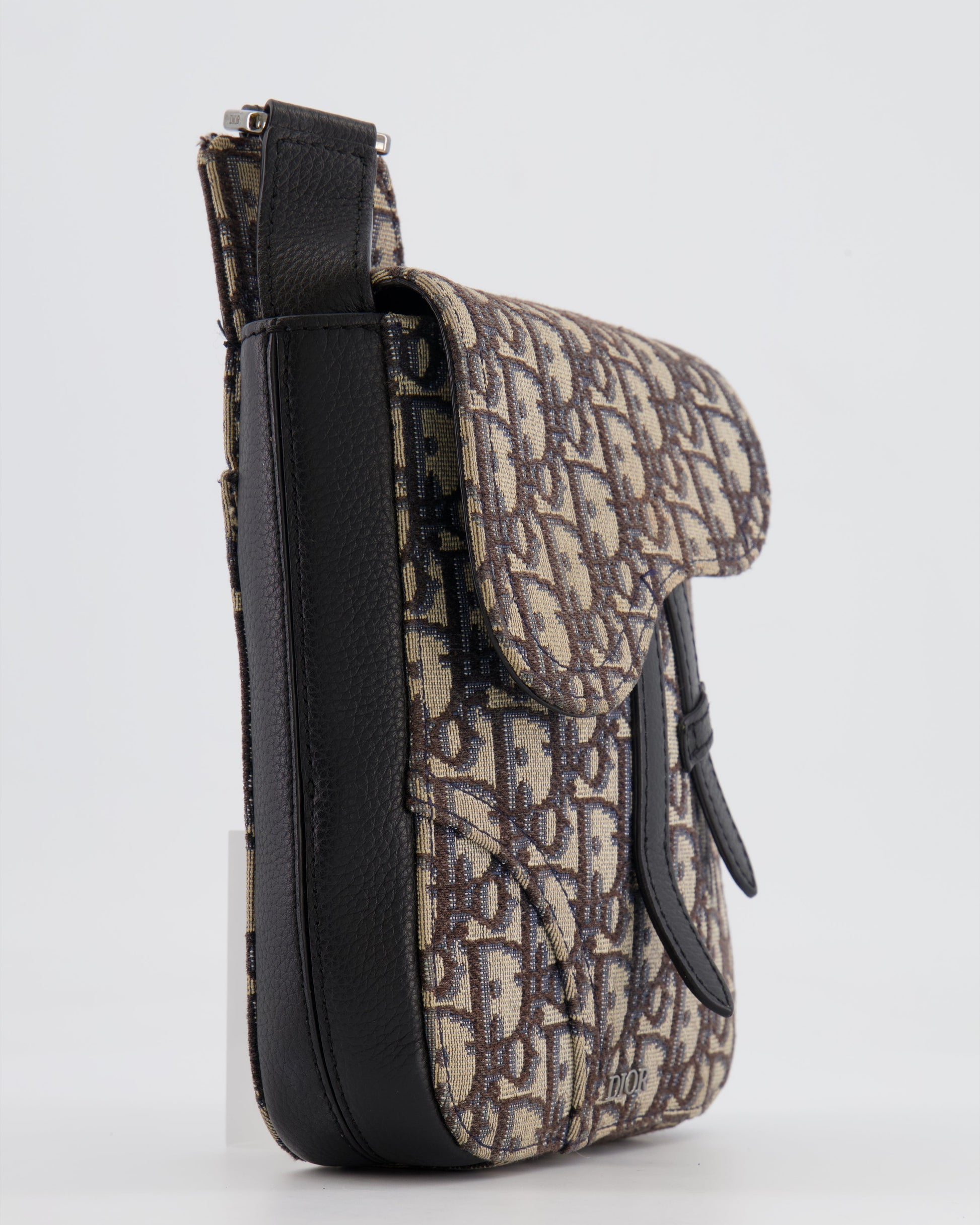 *FIRE PRICE* Christian Dior Black Dior Oblique Jacquard Vertical Saddle Pouch Bag RRP £1,500